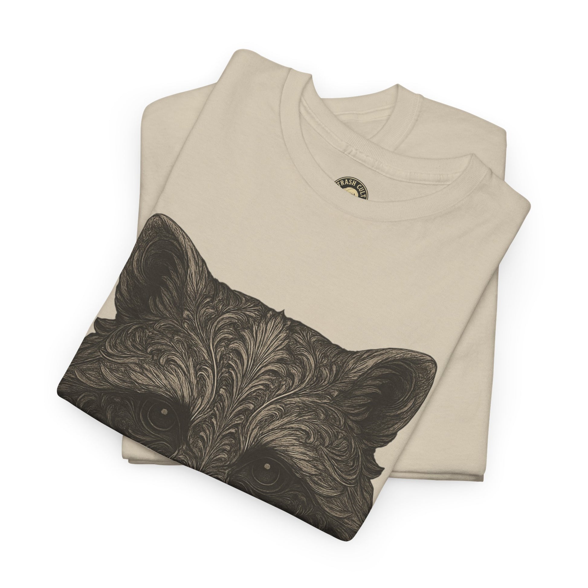Ornate Raccoon Face Shirt – Intricate Woodland Animal Art Tee – Tattoo-Inspired Forest Aesthetic – Trash Cult Supply Co.