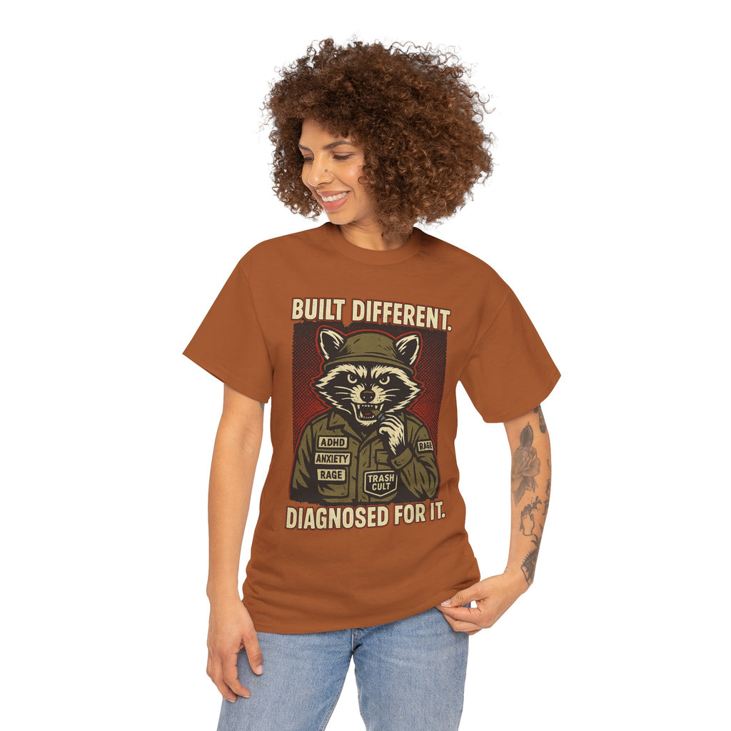 Built Different Diagnosed For It Military Raccoon Shirt – Gildan 5000