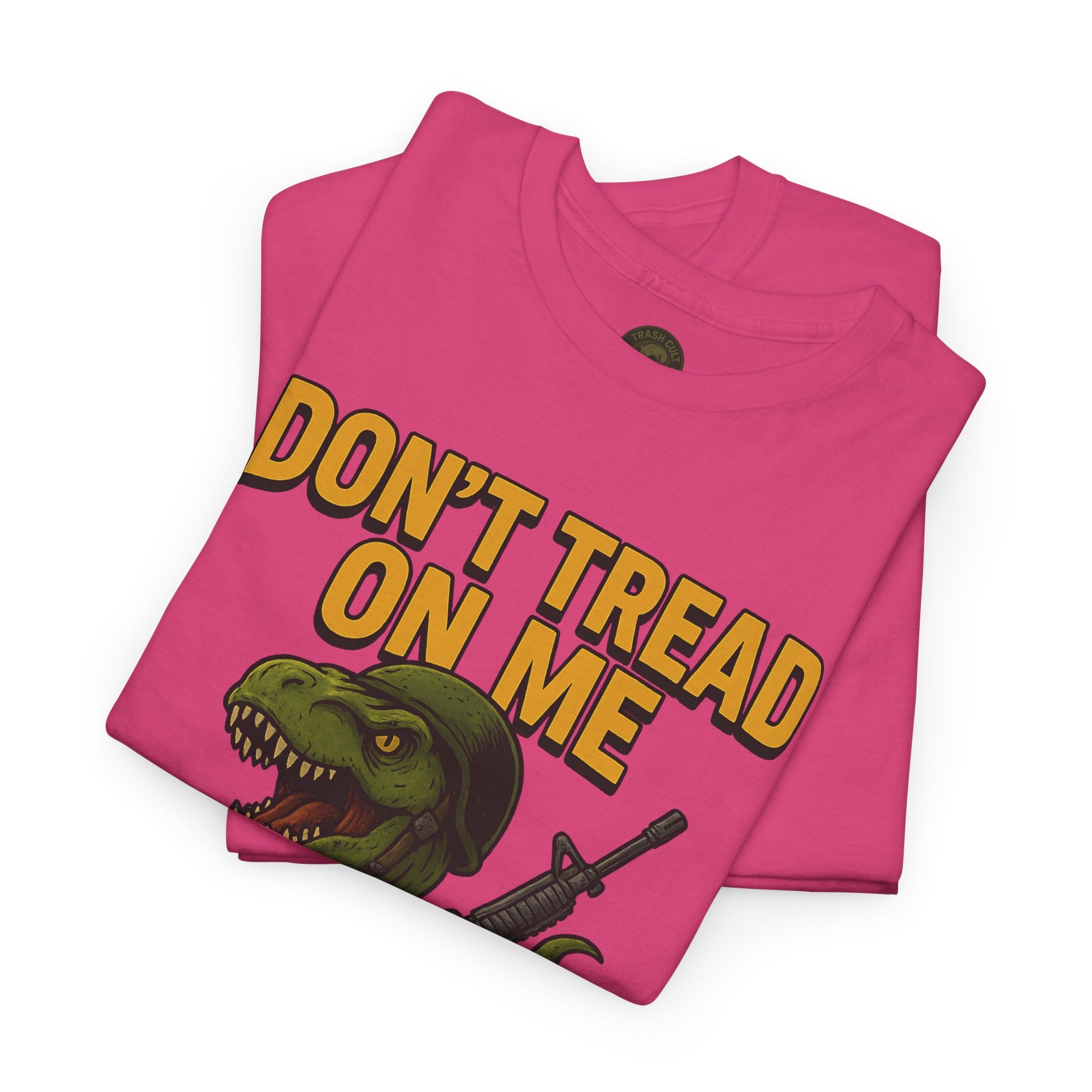 Don’t Tread On Me T-Rex T-Shirt – Liberty or Death Graphic | Trash Cult Supply Co. | Gildan 5000 Heavy Cotton