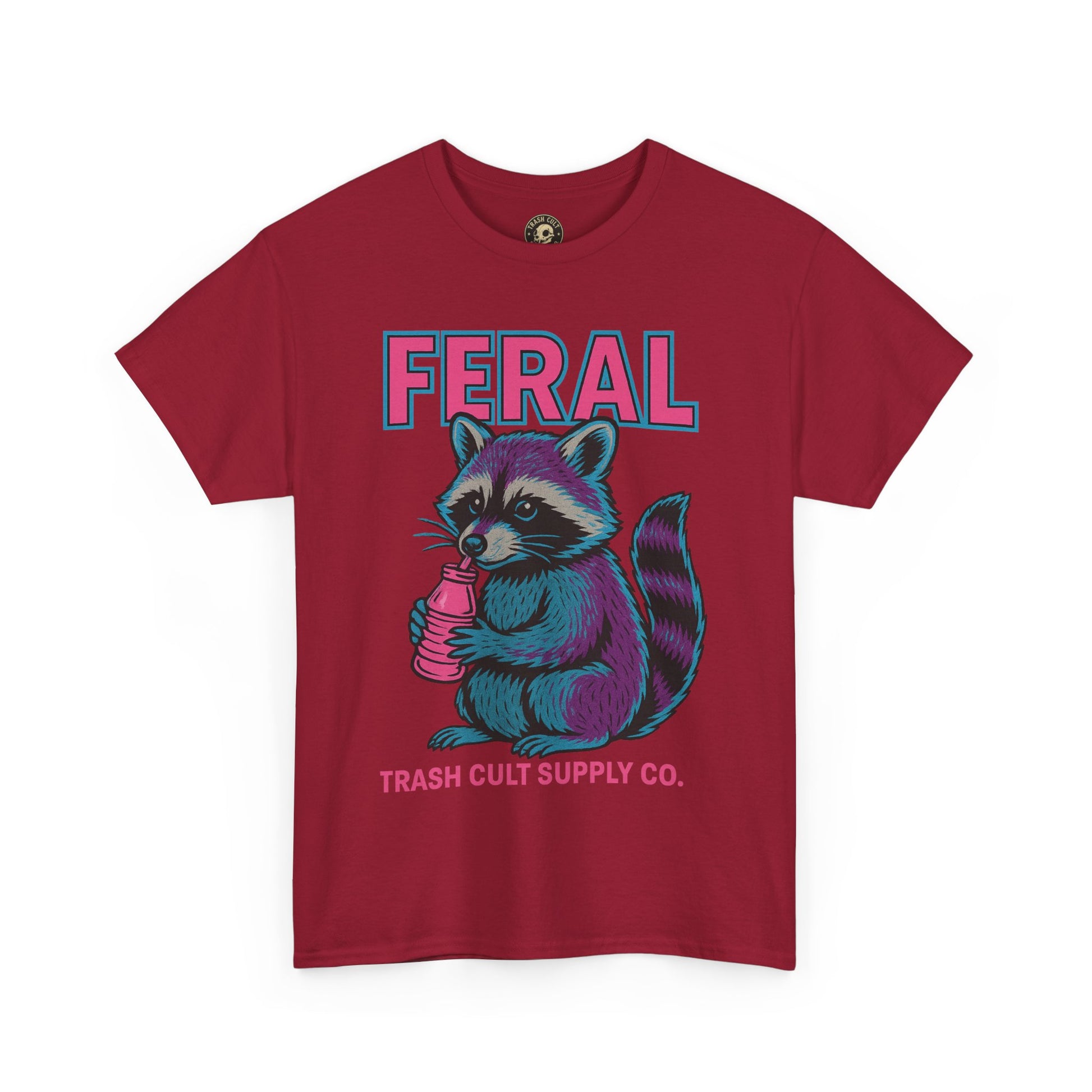 FERAL Raccoon 80s Retro Shirt – Trash Cult Supply Co. – Gildan 5000 Tee