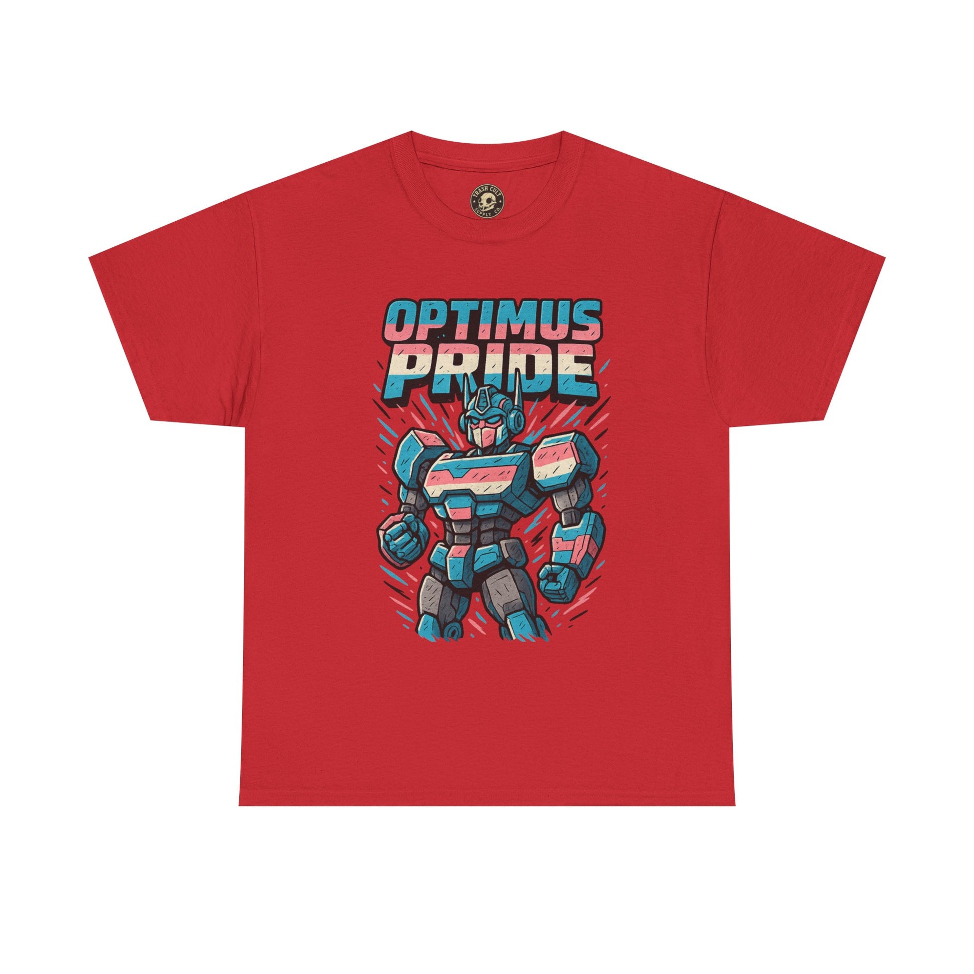 Optimus Pride T-Shirt – Funny Trans Mech LGBTQ+ Graphic Tee | Unisex Heavy Cotton Nerd Pride Shirt