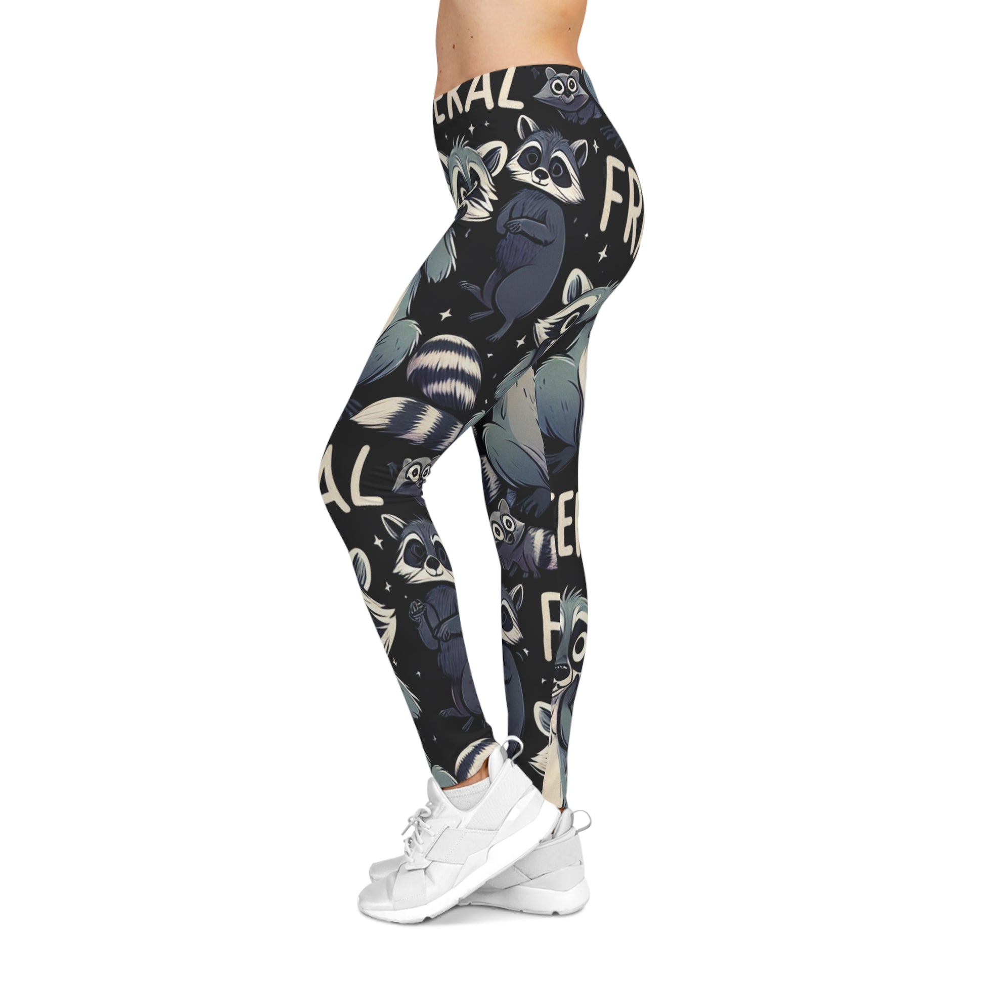 Feral Raccoon Women's Casual Leggings, Cute Animal Print Leggings, Stylish Everyday Wear, Gift for Animal Lovers, Cozy Activewear