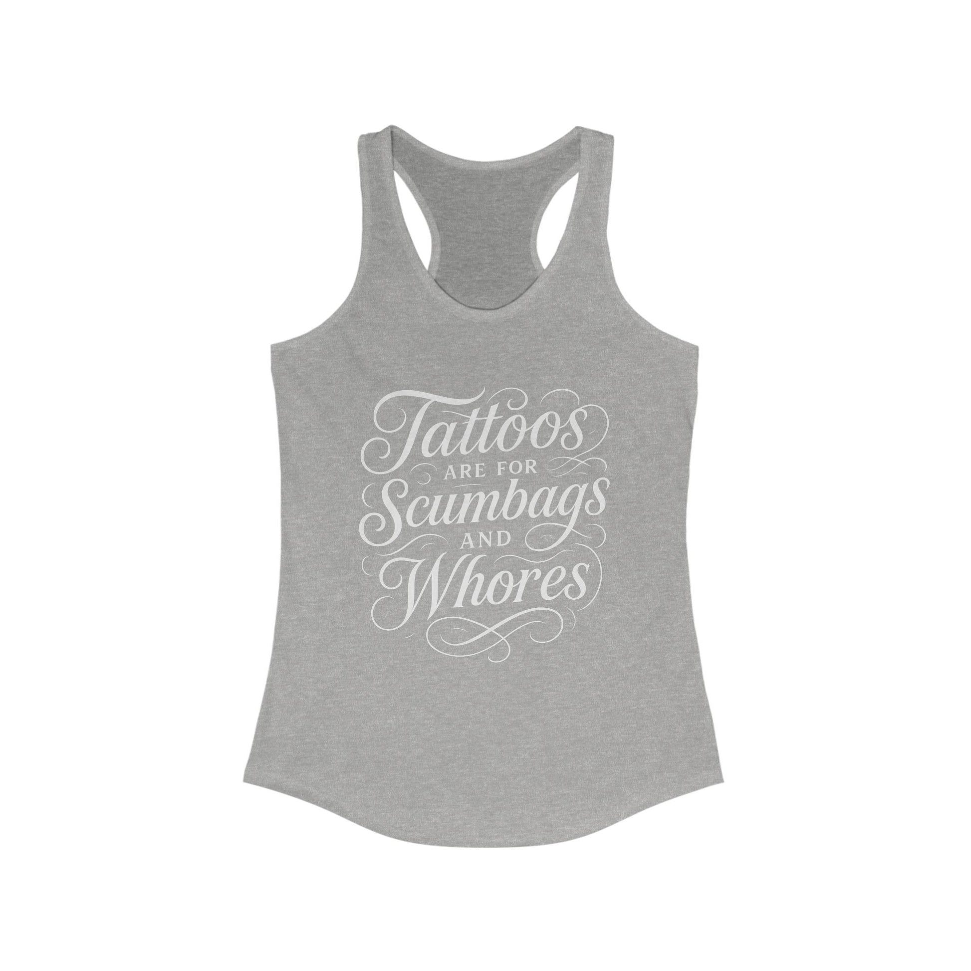 Bold Tattoo Statement Racerback Tank for Empowered Women, Casual Wear, Workout Top, Unique Gift, Festival Attire, Trendy Summer Tee
