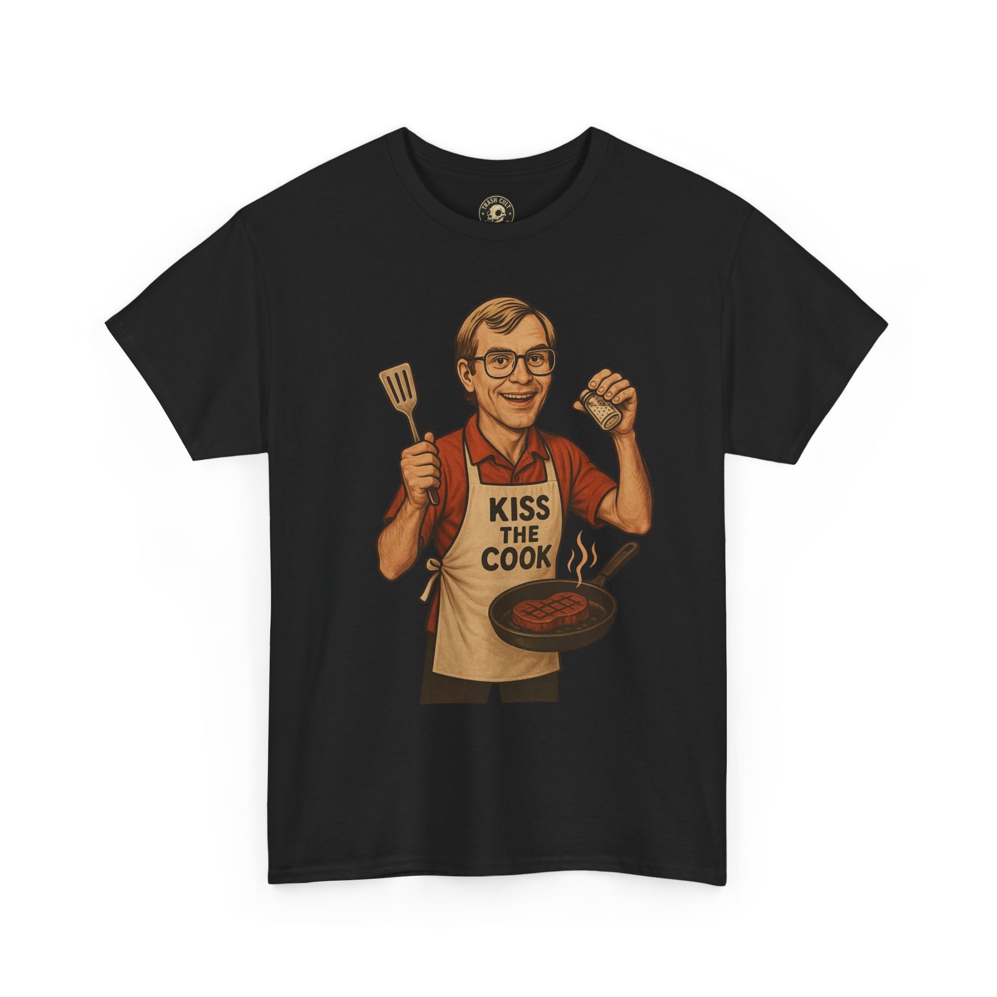 Kiss the Cook Dark Humor Chef Shirt – Creepy Retro Kitchen Parody
