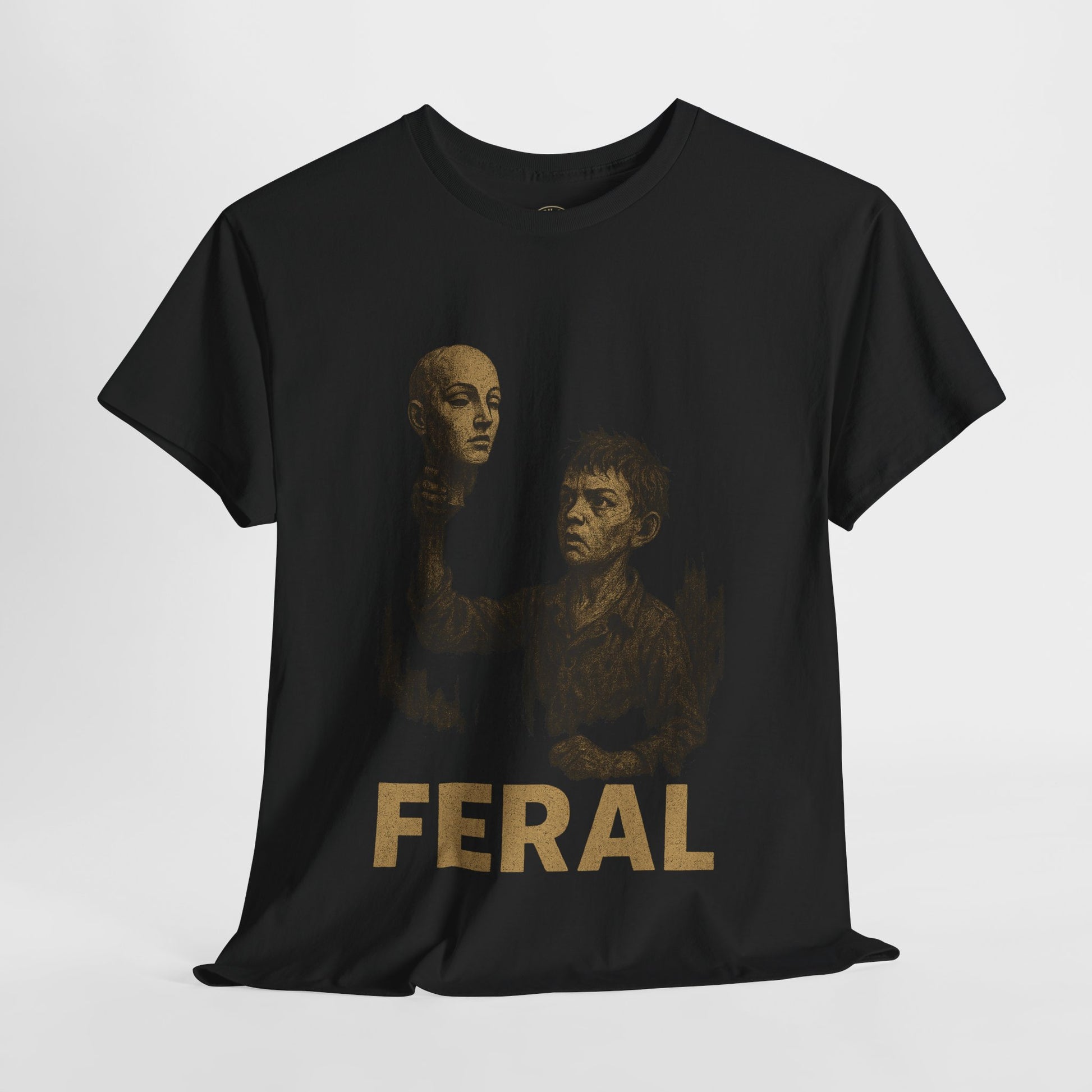 FERAL Mannequin Head T-Shirt – Vintage Post-Apocalyptic Graphic Tee | Gildan 5000 Cotton Shirt