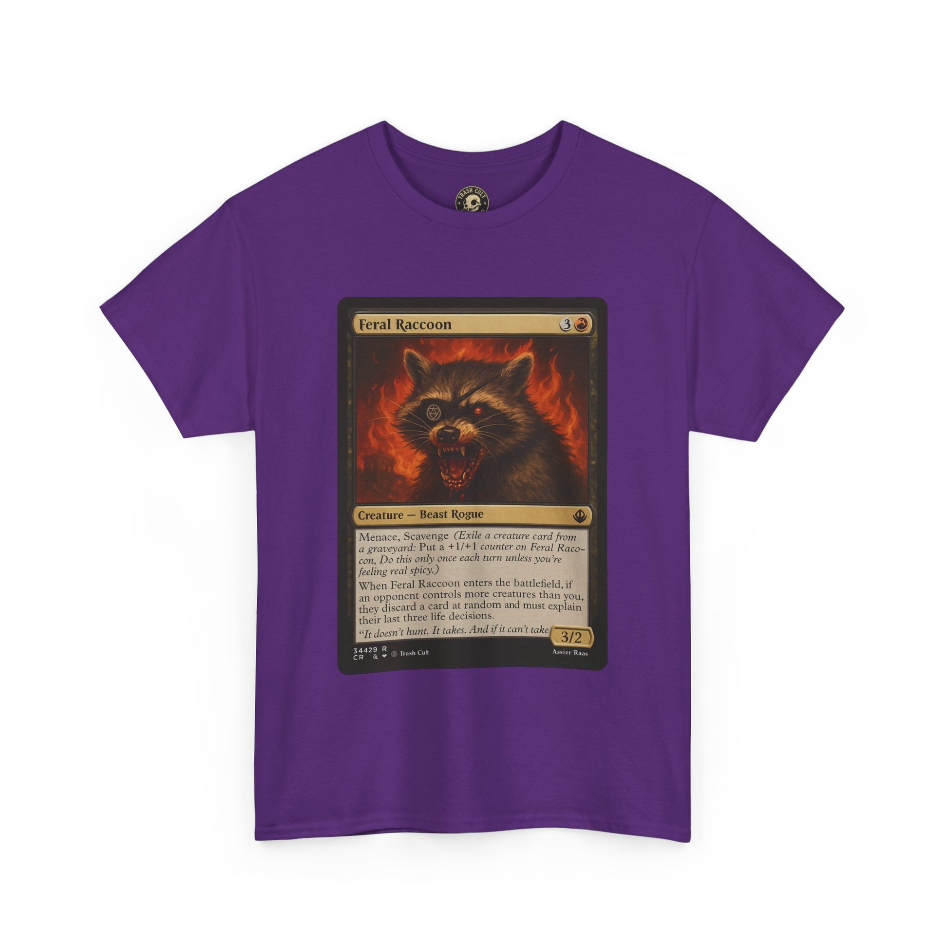 Feral Raccoon Magic Card Shirt – MTG-Inspired Beast Rogue Tee, Trash Cult Creature Card, Gildan 5000 Unisex T-Shirt