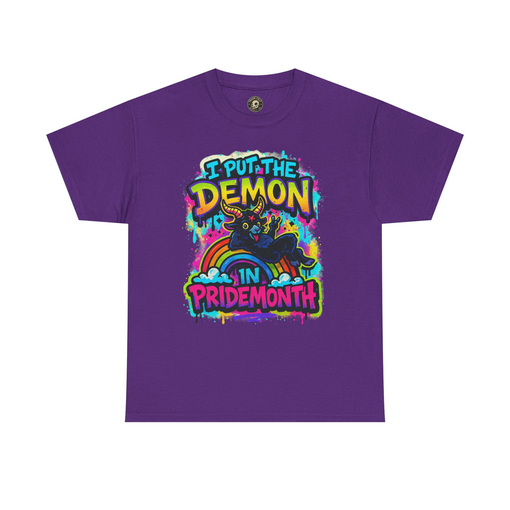 Pride Month Unisex Tee - I Put the Demon in Pride Month, LGBTQ+ Apparel, Rainbow Shirt, Festival Wear, Gift for Allies & Activists