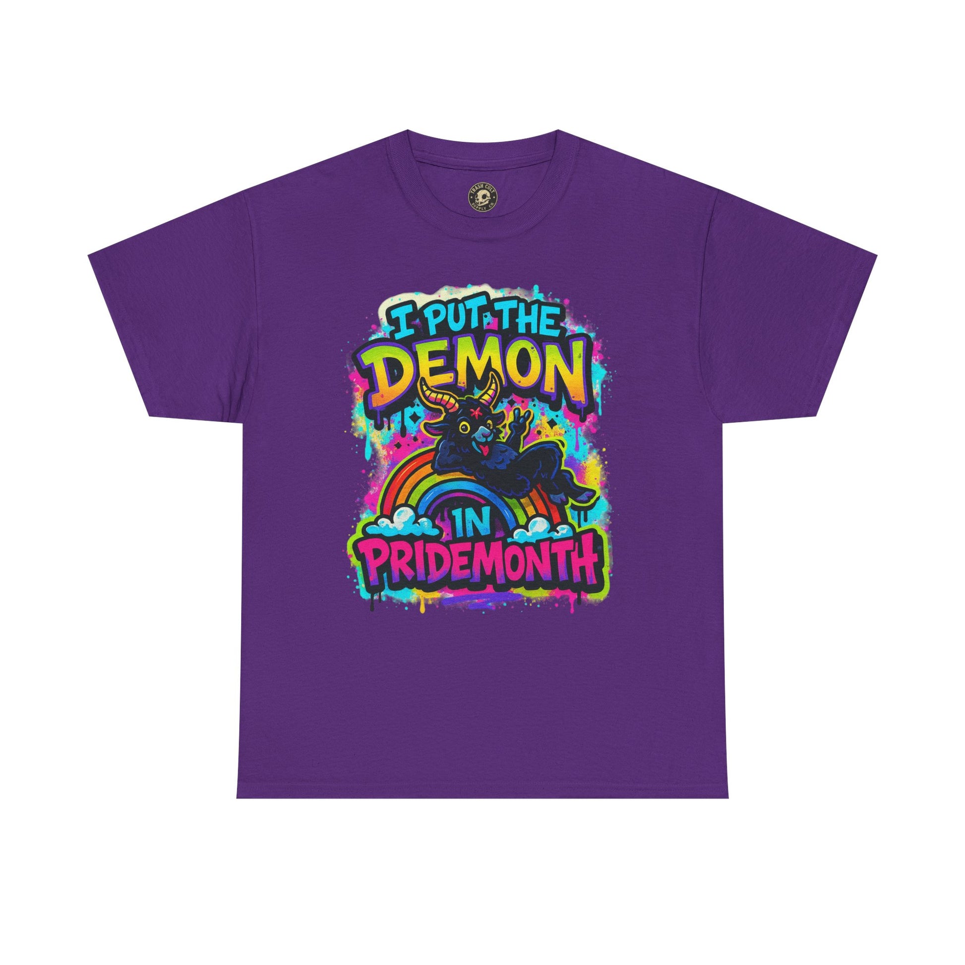 Pride Month Unisex Tee - I Put the Demon in Pride Month, LGBTQ+ Apparel, Rainbow Shirt, Festival Wear, Gift for Allies & Activists