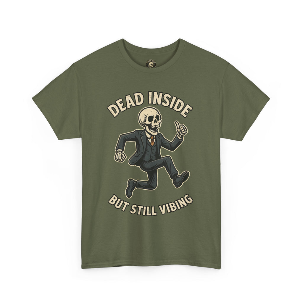 Dead Inside But Still Vibing Skeleton Shirt – Funny Unisex Heavy Cotton Tee