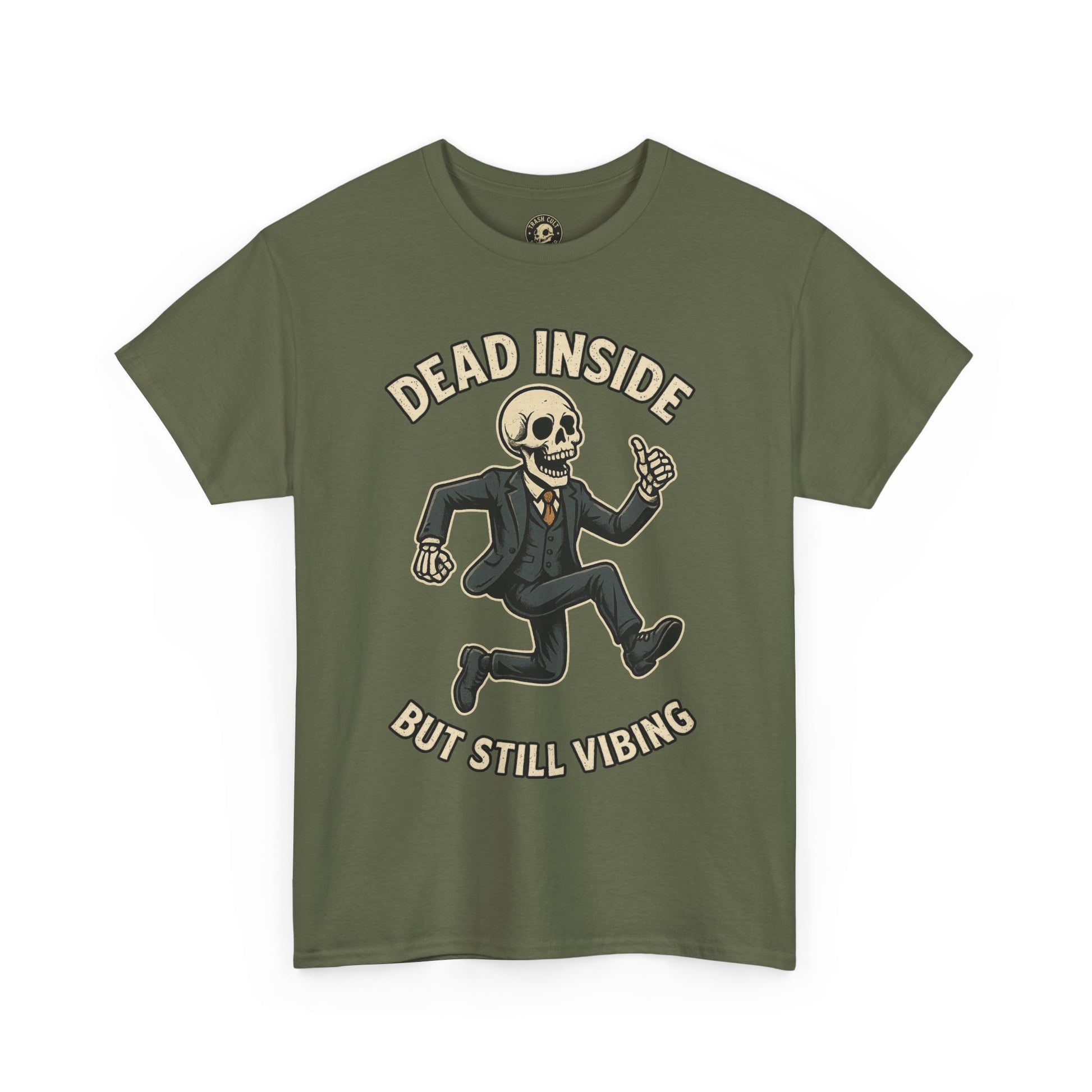 Dead Inside But Still Vibing Skeleton Shirt – Funny Unisex Heavy Cotton Tee