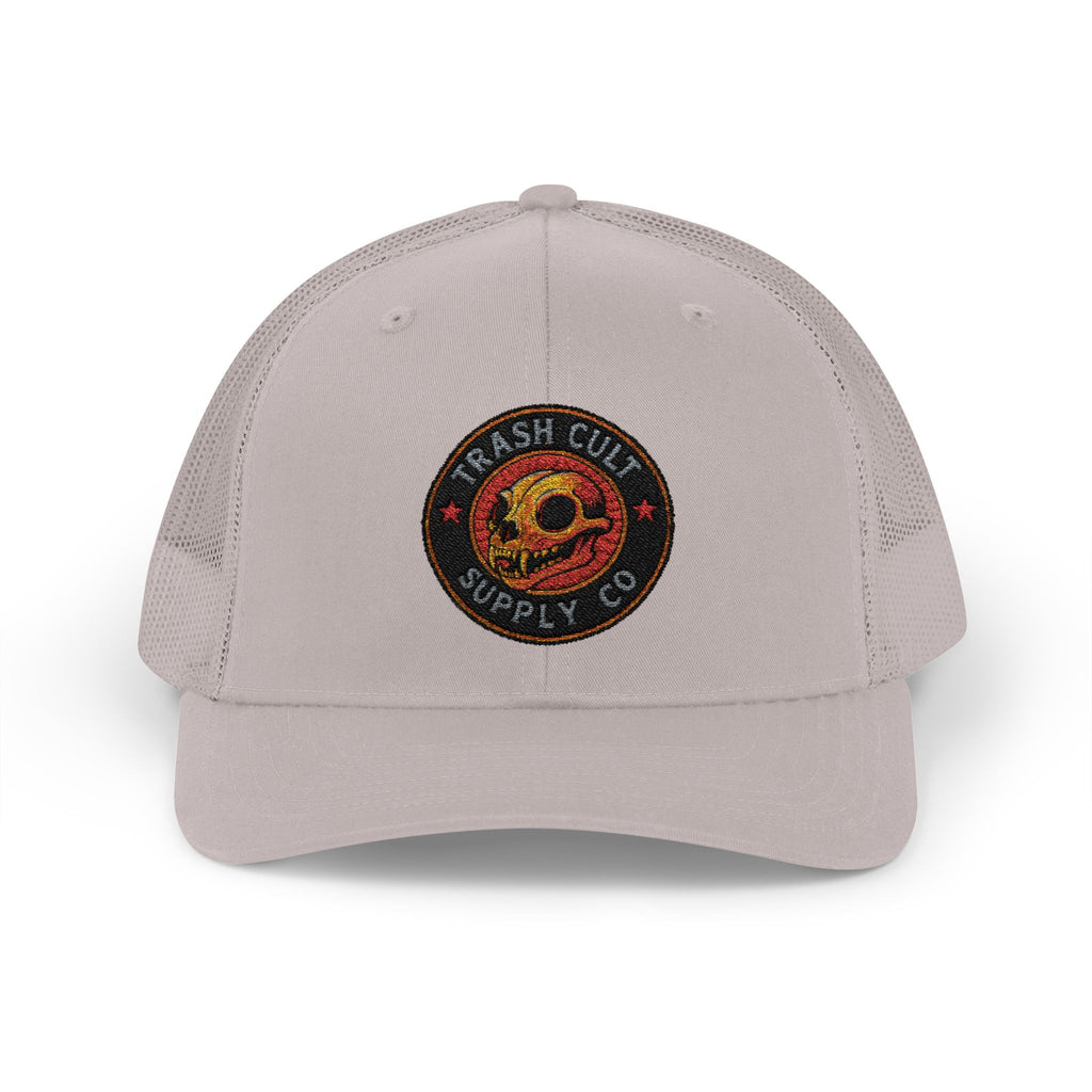 Beige cap with a logo on a white background