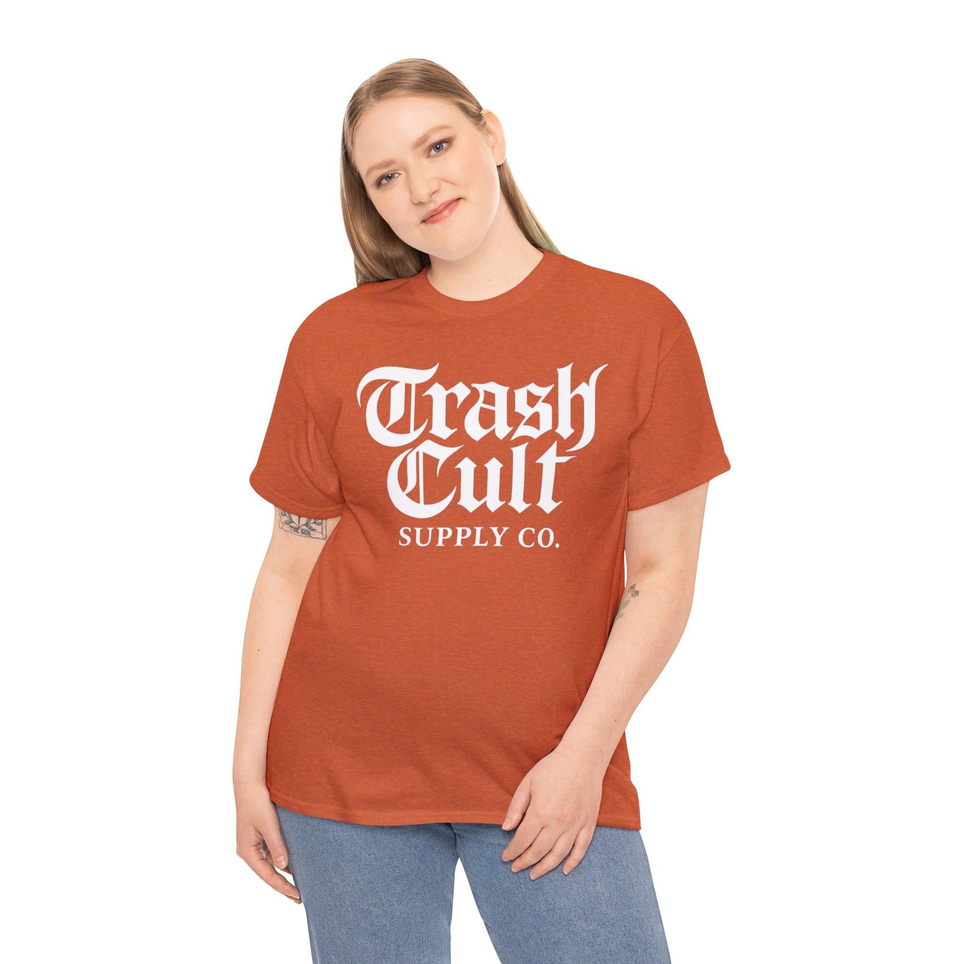 Trash Cult Gothic Logo Shirt – White Cyber Gothic Print on Gildan 5000