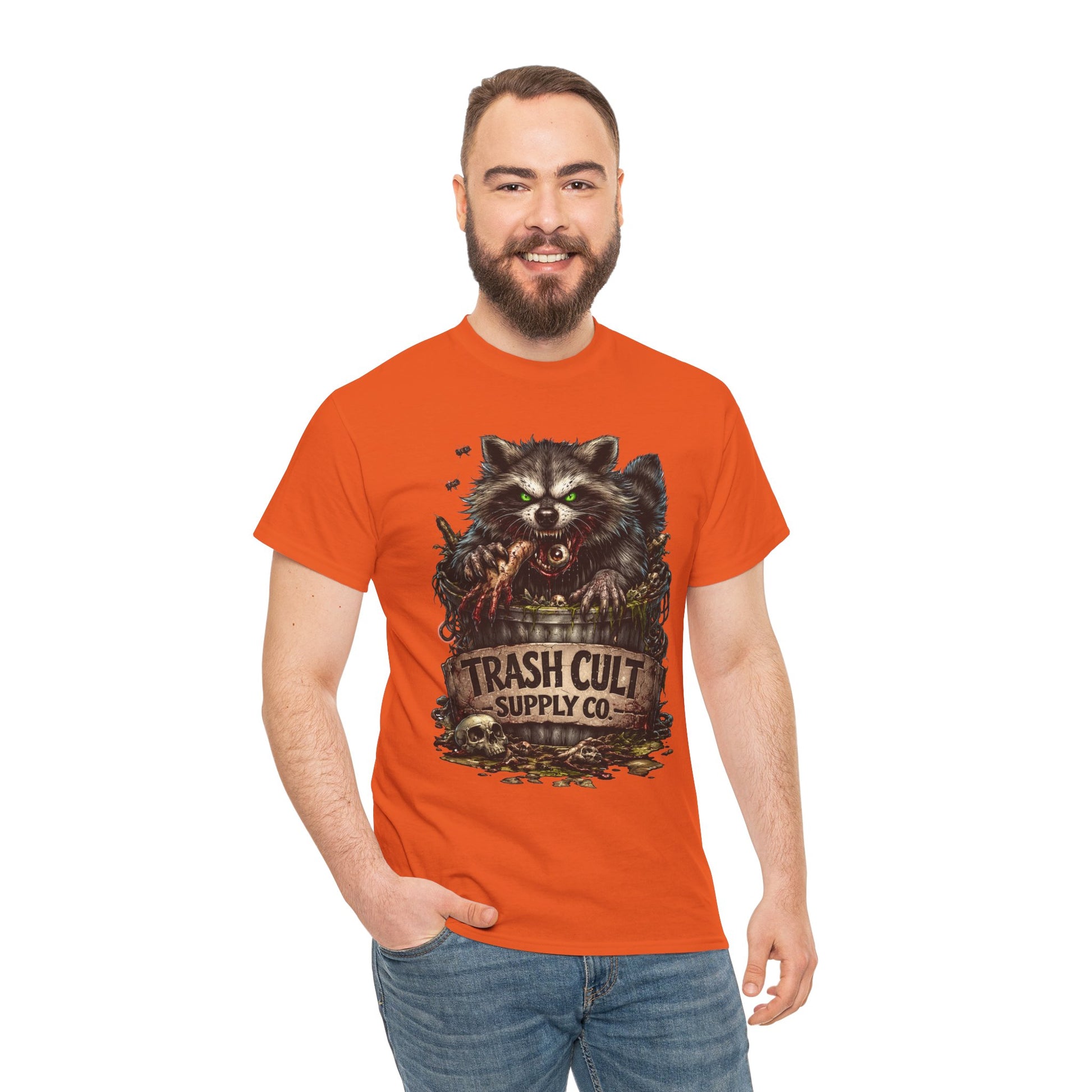 Raccoon 'Trash Cult Supply Co.' Graphic Tee — Vintage Grunge Animal Streetwear