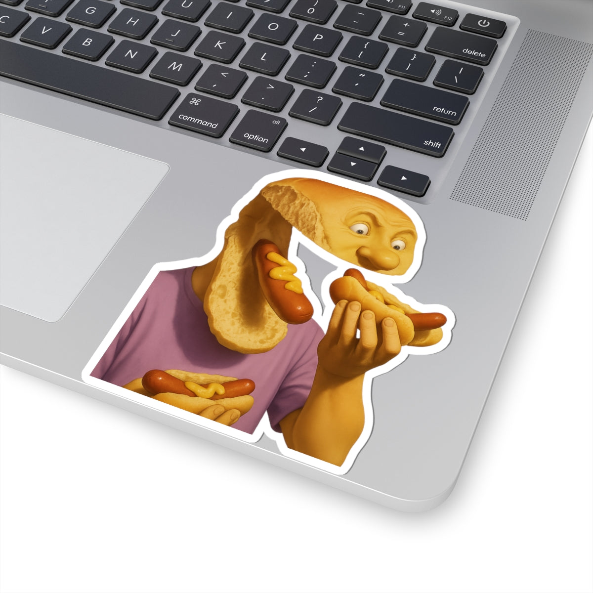 Hot Dog Head Sticker – AI-Generated, Human-Regretted, Perfect for Laptops and Lobotomies