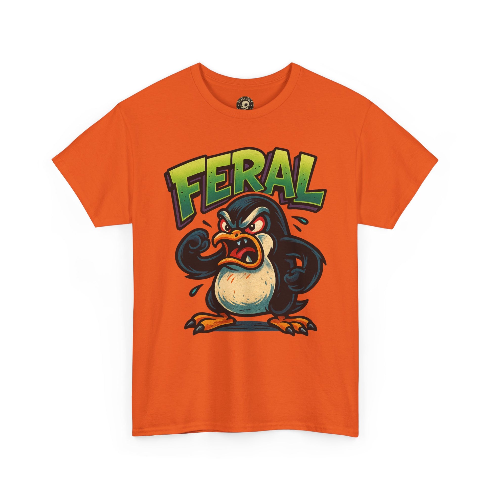 Feral Penguin T-Shirt – Funny Unisex Cotton Tee | Bold Animal Graphic Shirt, Quirky Gift Idea