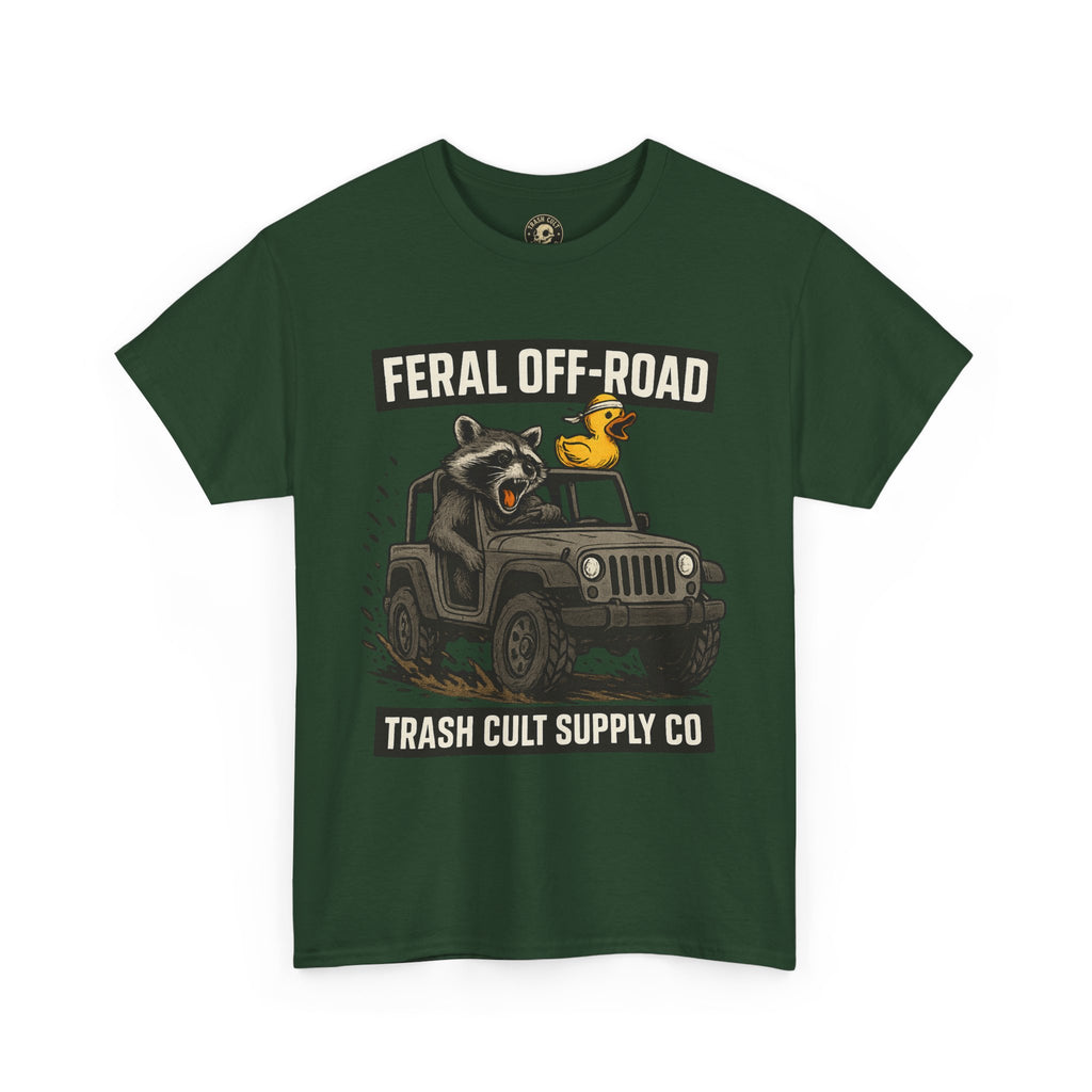 Feral Off-Road Raccoon Jeep Shirt – Mud Slinging Chaos | Trash Cult Supply Co | Gildan 5000 Tee