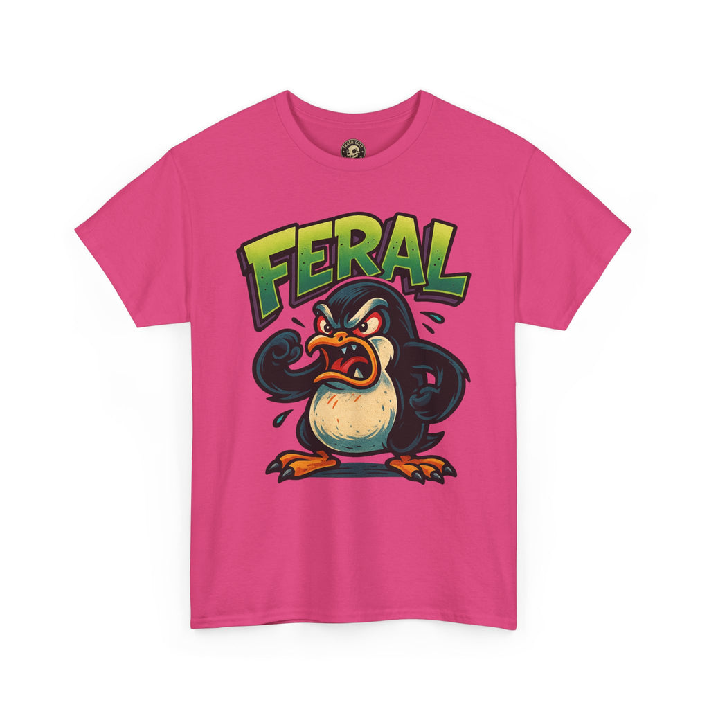 Feral Penguin T-Shirt – Funny Unisex Cotton Tee | Bold Animal Graphic Shirt, Quirky Gift Idea