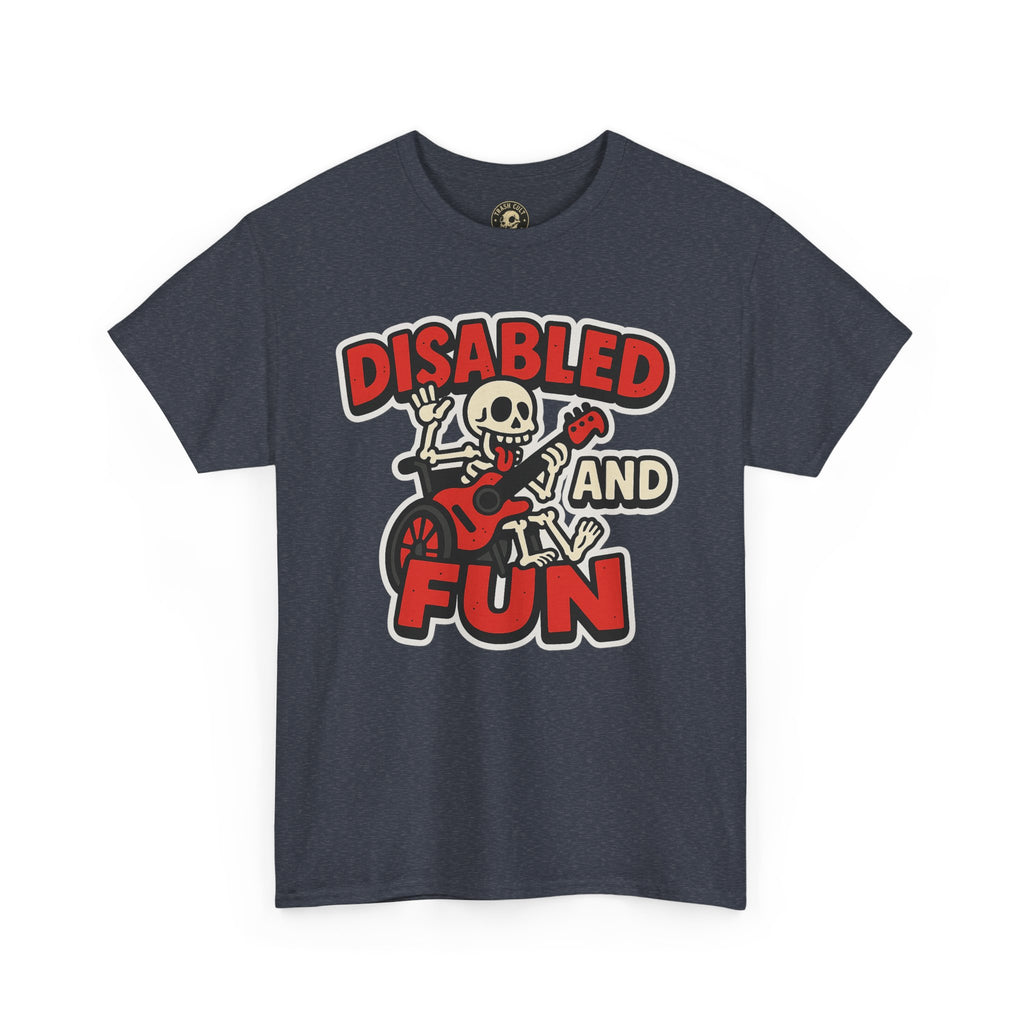 Disabled and Fun Unisex Heavy Cotton Tee, Casual Shirt, Gift for Friends, Music Lovers Gift, Fun T-Shirt, Halloween Wear, Everyday Comfort