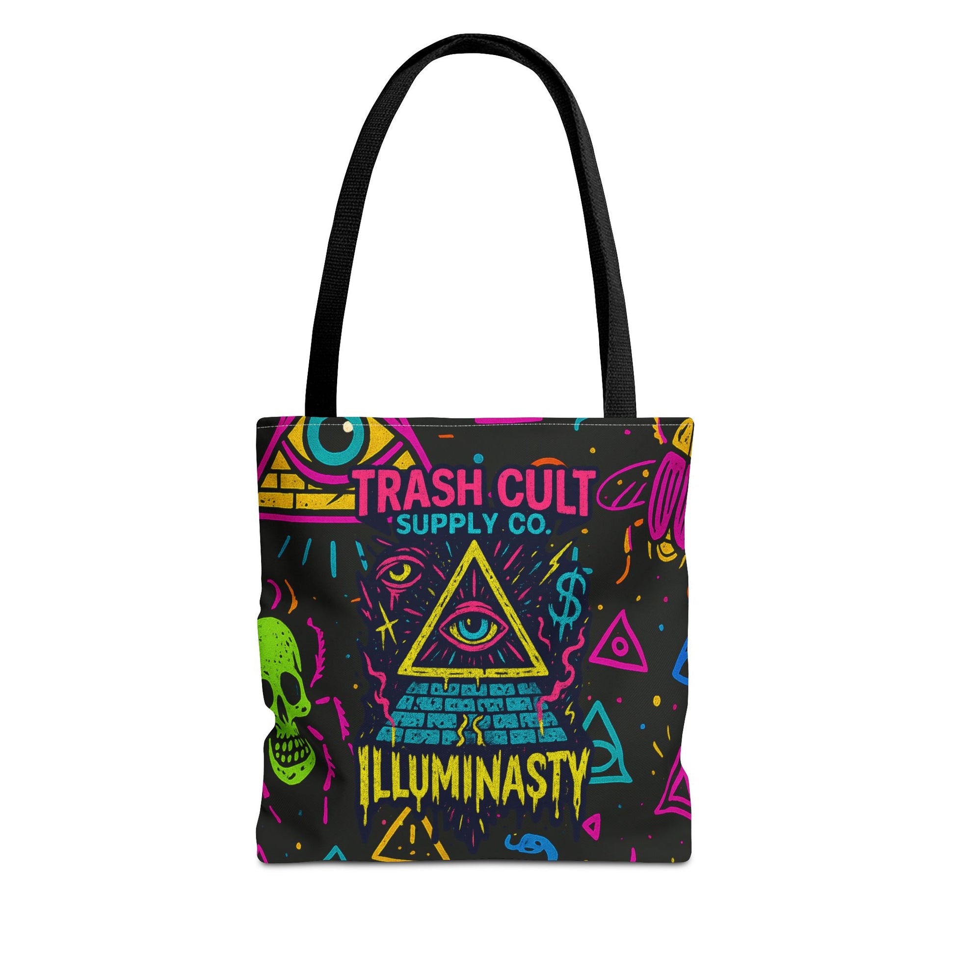 Illuminasty Drop Neon Tote Bag – All-Seeing Eye, Skulls & Symbols | Trash Cult Supply Co.