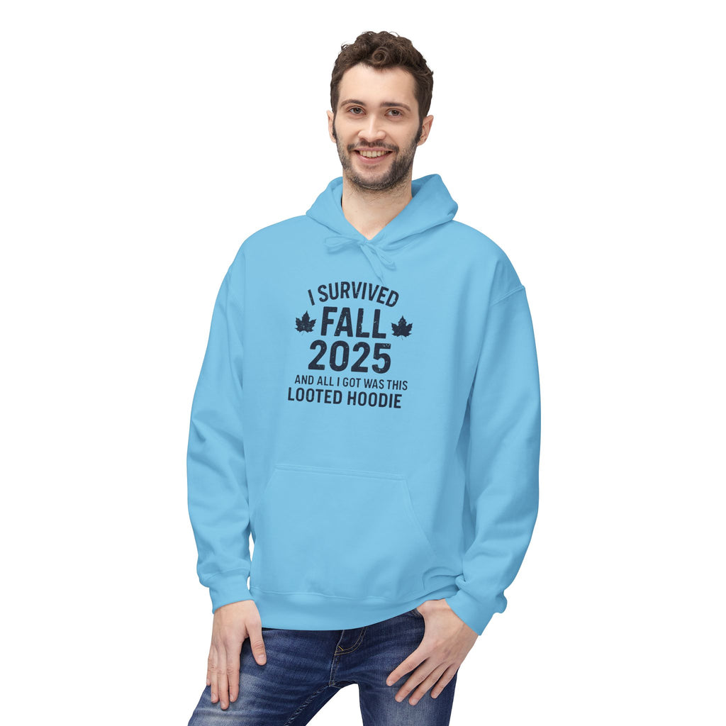 I Survived Fall 2025 Hoodie – Looted Hoodie Meme Sweatshirt – Fall of Humanity Collection – Trash Cult Supply Co.