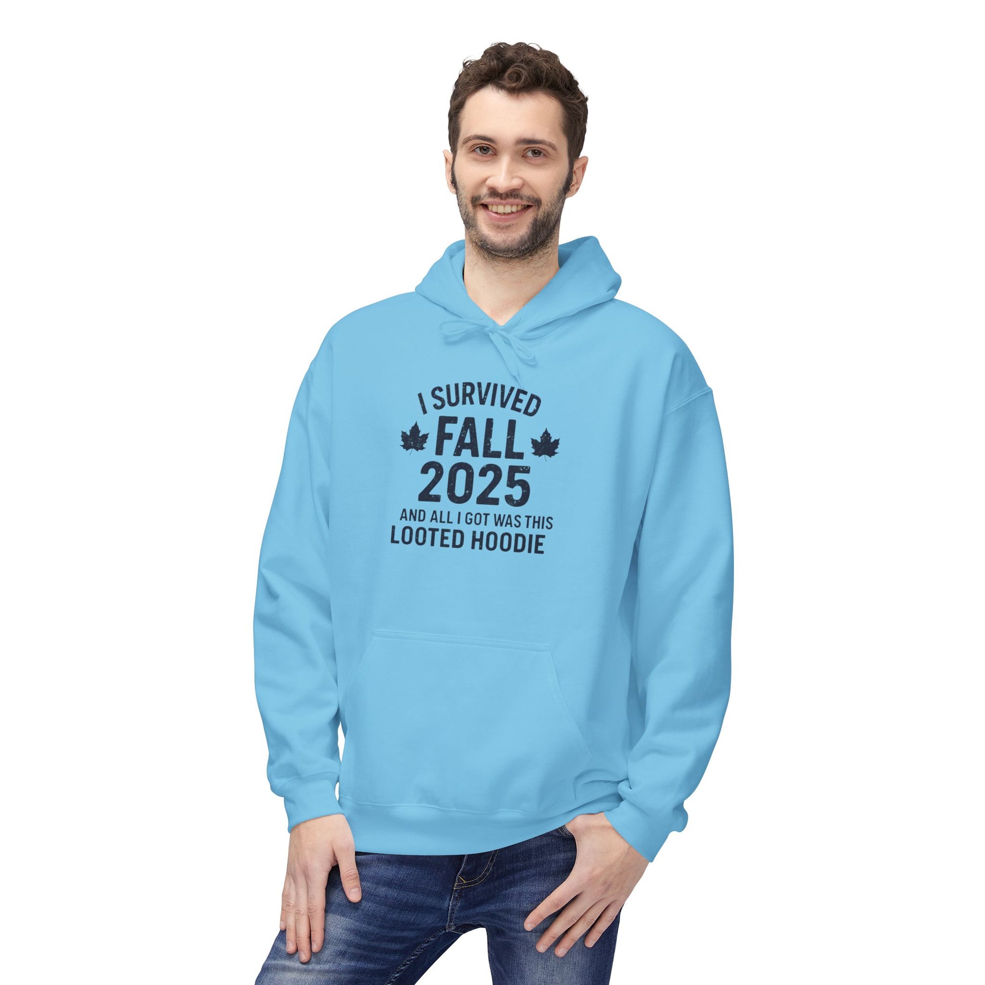 I Survived Fall 2025 Hoodie – Looted Hoodie Meme Sweatshirt – Fall of Humanity Collection – Trash Cult Supply Co.