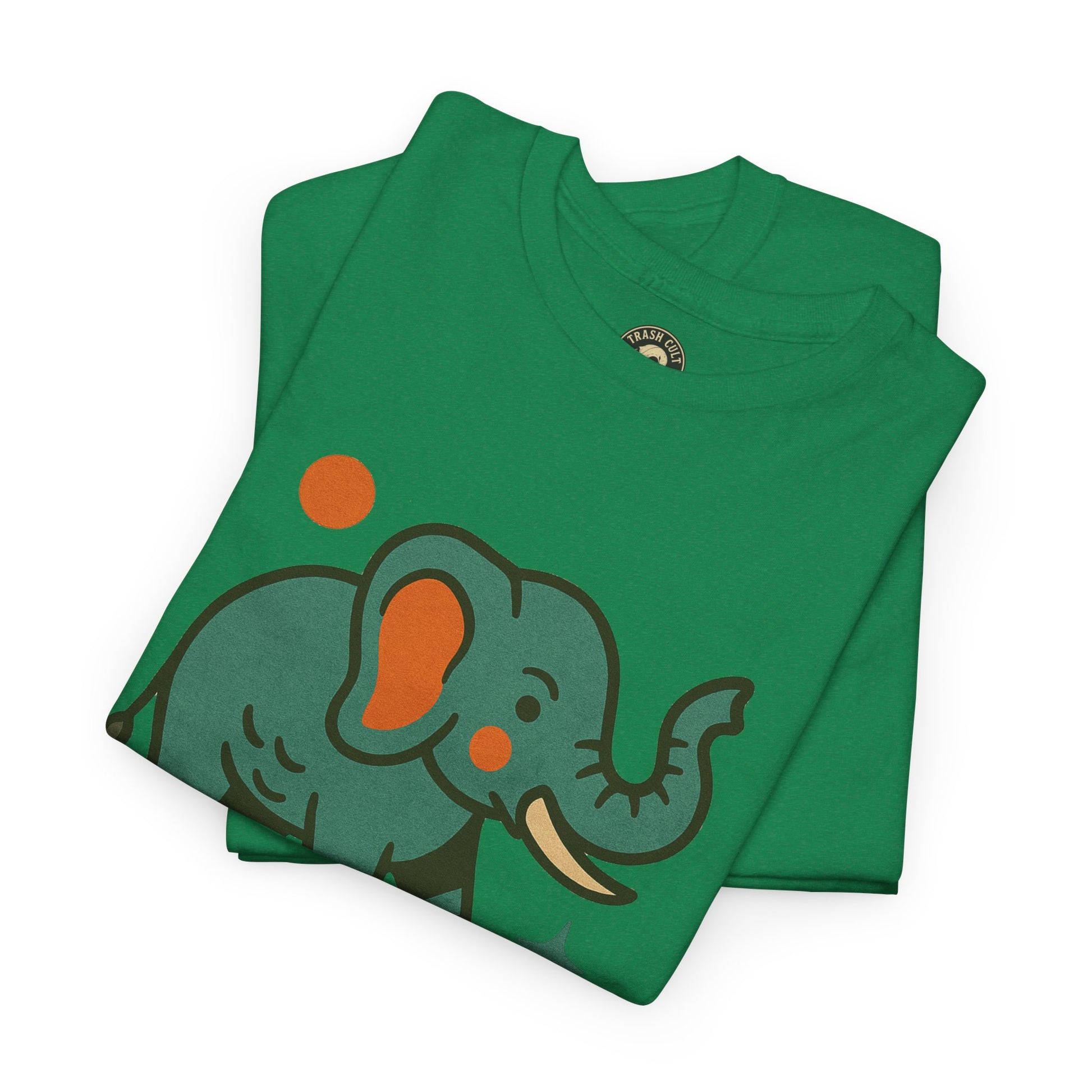 Trash Cult Elephant Unisex Heavy Cotton Tee, Eco-Friendly Shirt, Cool Casual Tee, Gift for Animal Lovers, Vintage Style T-Shirt