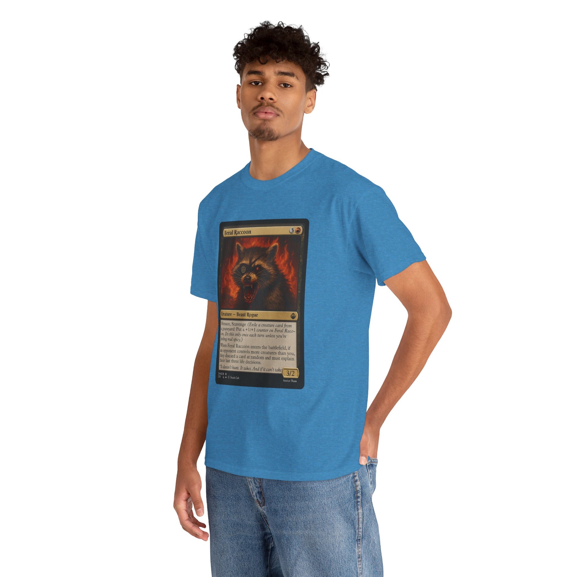 Feral Raccoon Magic Card Shirt – MTG-Inspired Beast Rogue Tee, Trash Cult Creature Card, Gildan 5000 Unisex T-Shirt