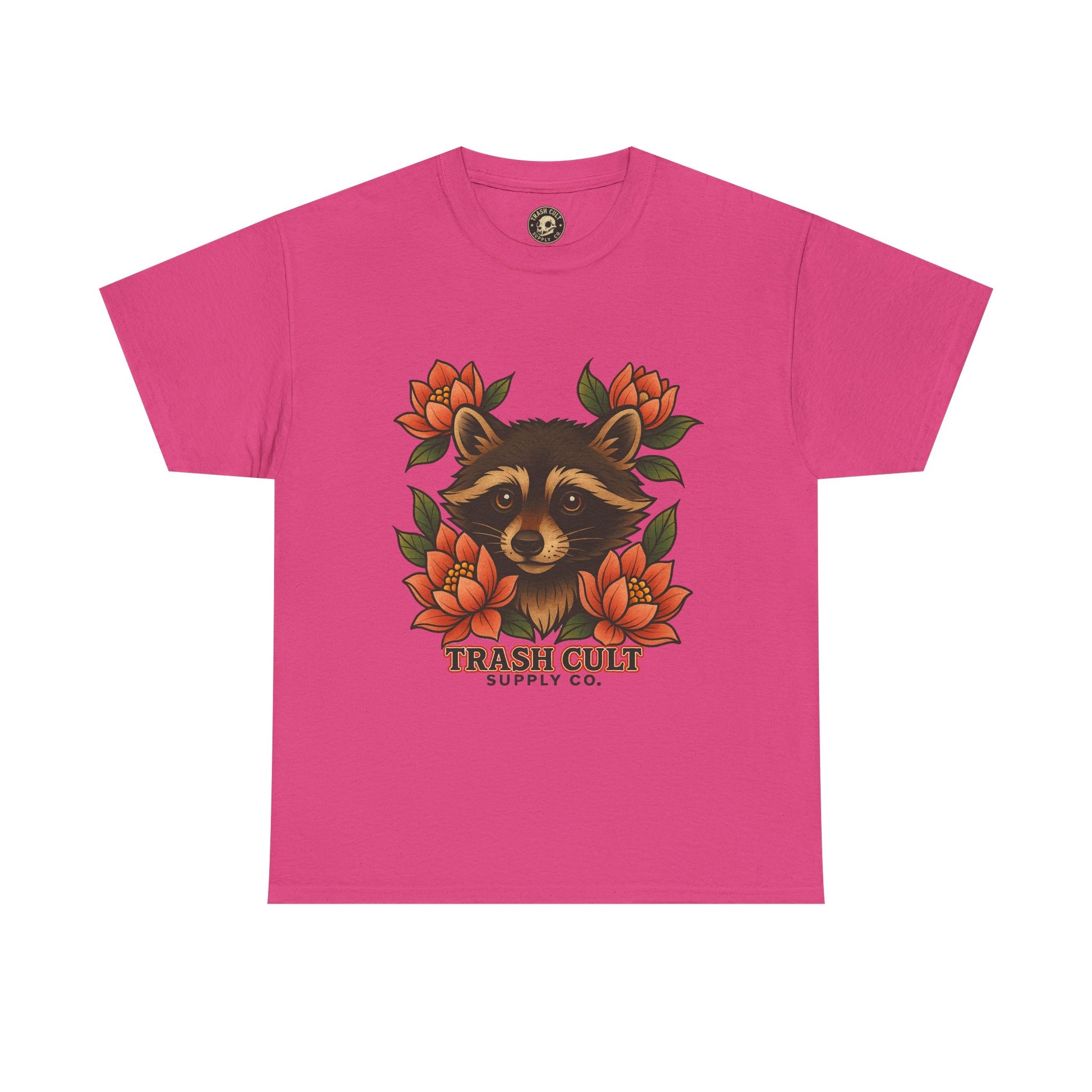 Neo-Traditional Raccoon & Lotus Tattoo Shirt – Trash Cult Supply Co. – Gildan 5000
