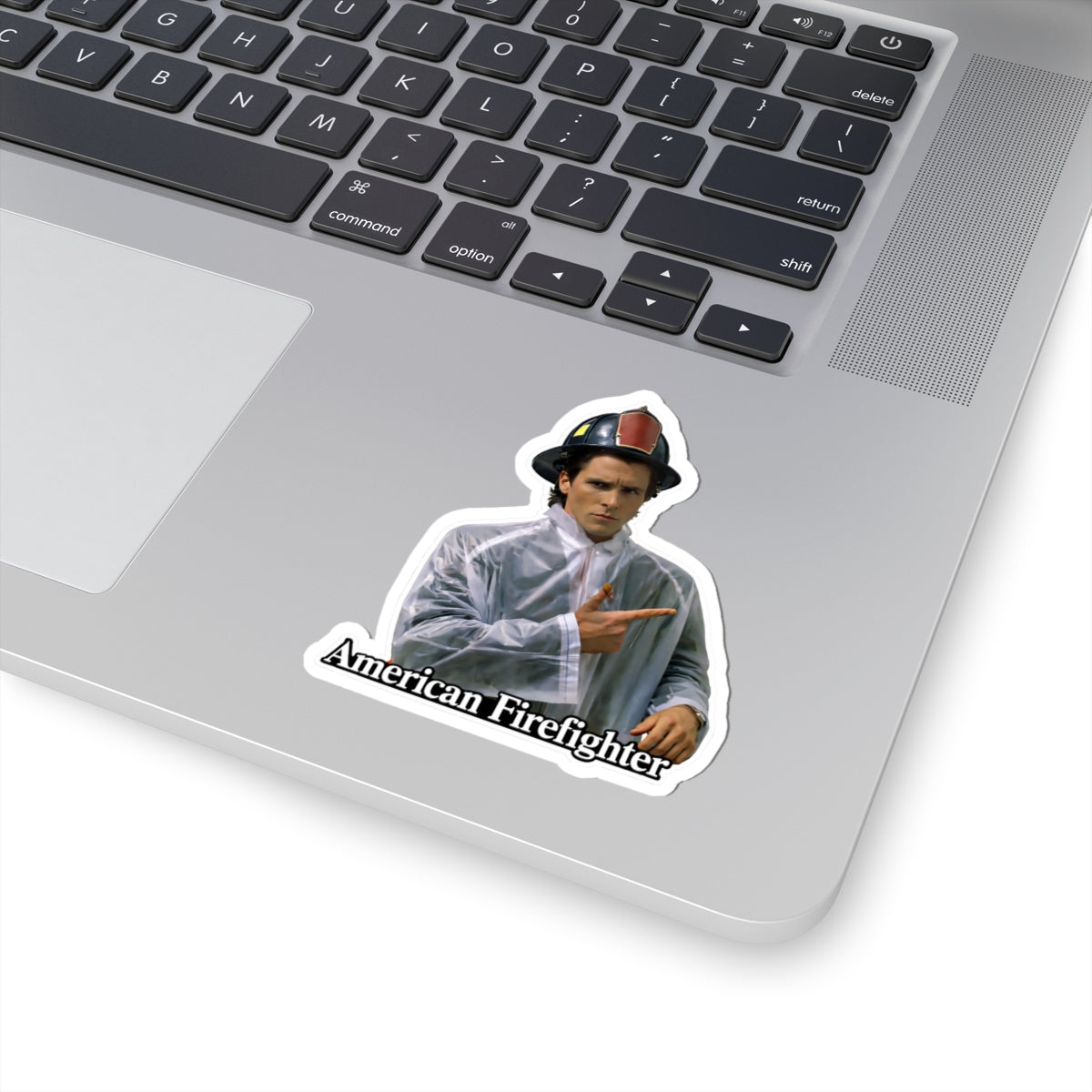 American Firefighter Kiss-Cut Sticker — Retro Fireman Laptop Decal
