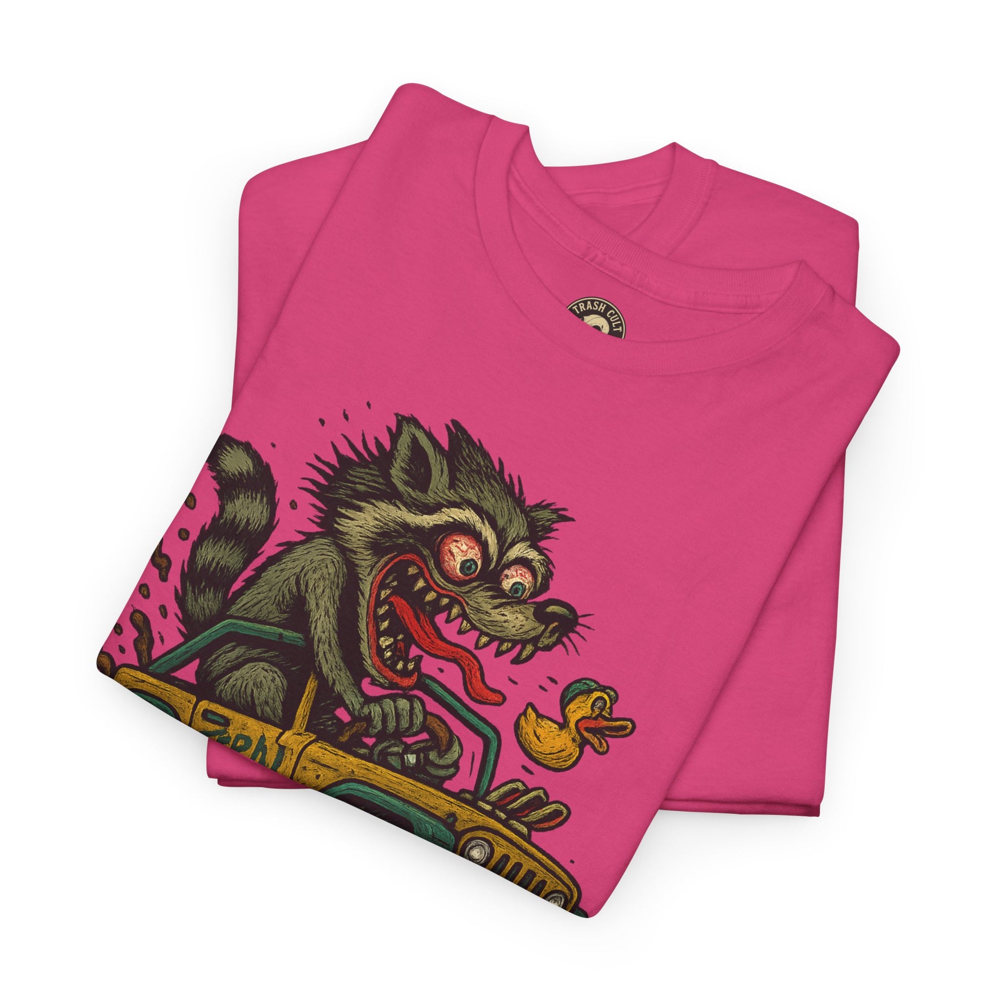 Feral Jeep Raccoon Shirt – Ed Roth Style Off-Road Chaos | Trash Cult Supply Co | Gildan 5000 Tee