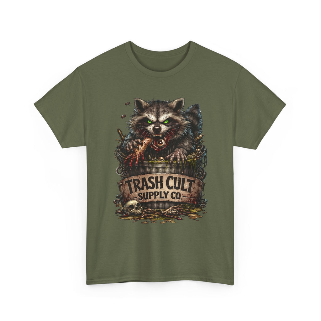Raccoon 'Trash Cult Supply Co.' Graphic Tee — Vintage Grunge Animal Streetwear