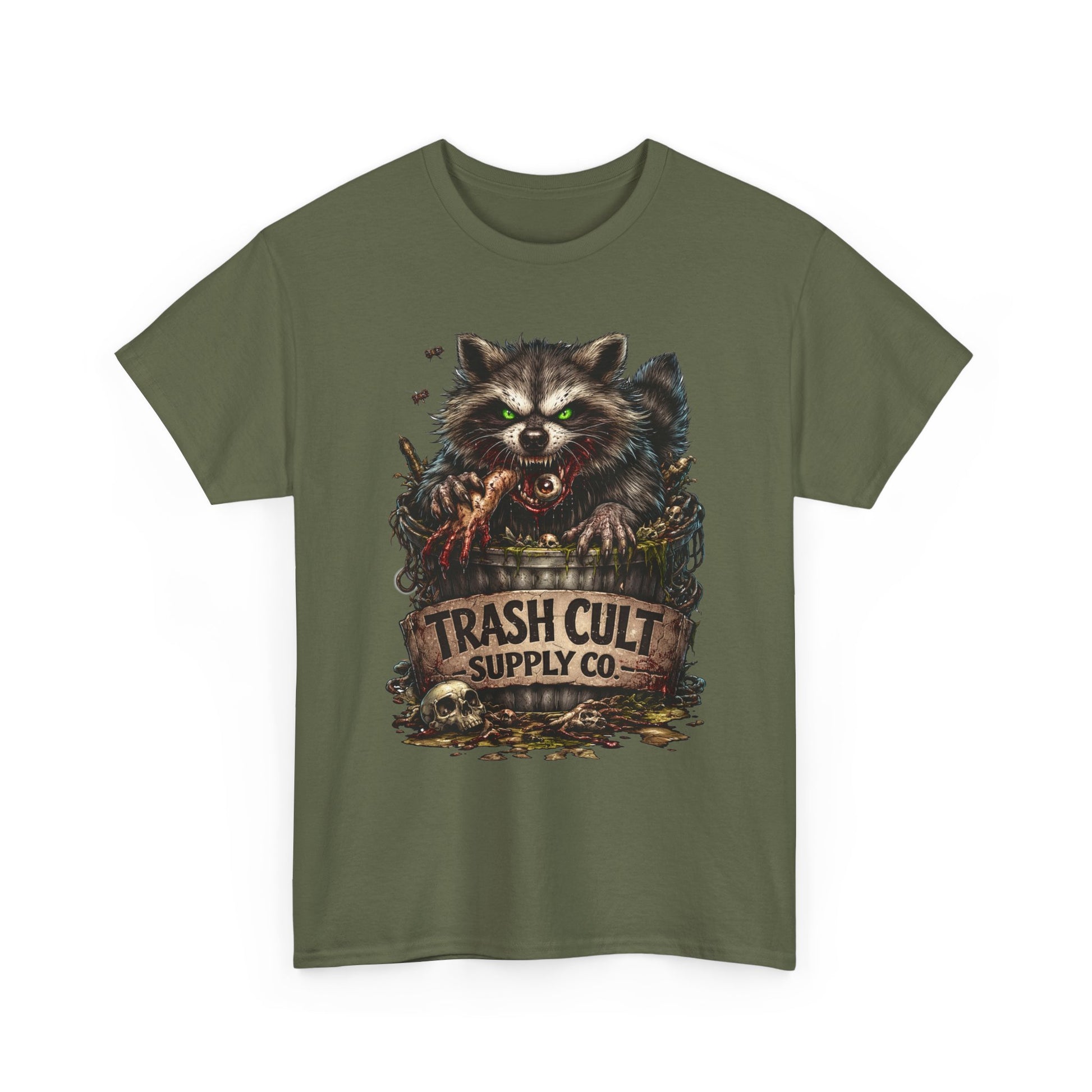 Raccoon 'Trash Cult Supply Co.' Graphic Tee — Vintage Grunge Animal Streetwear