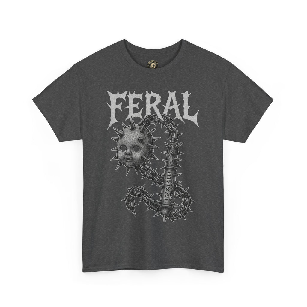 FERAL Spiked Doll Flail Tee – Halftone Gothic Weapon Shirt | Trash Cult Supply Co. | Gildan 5000