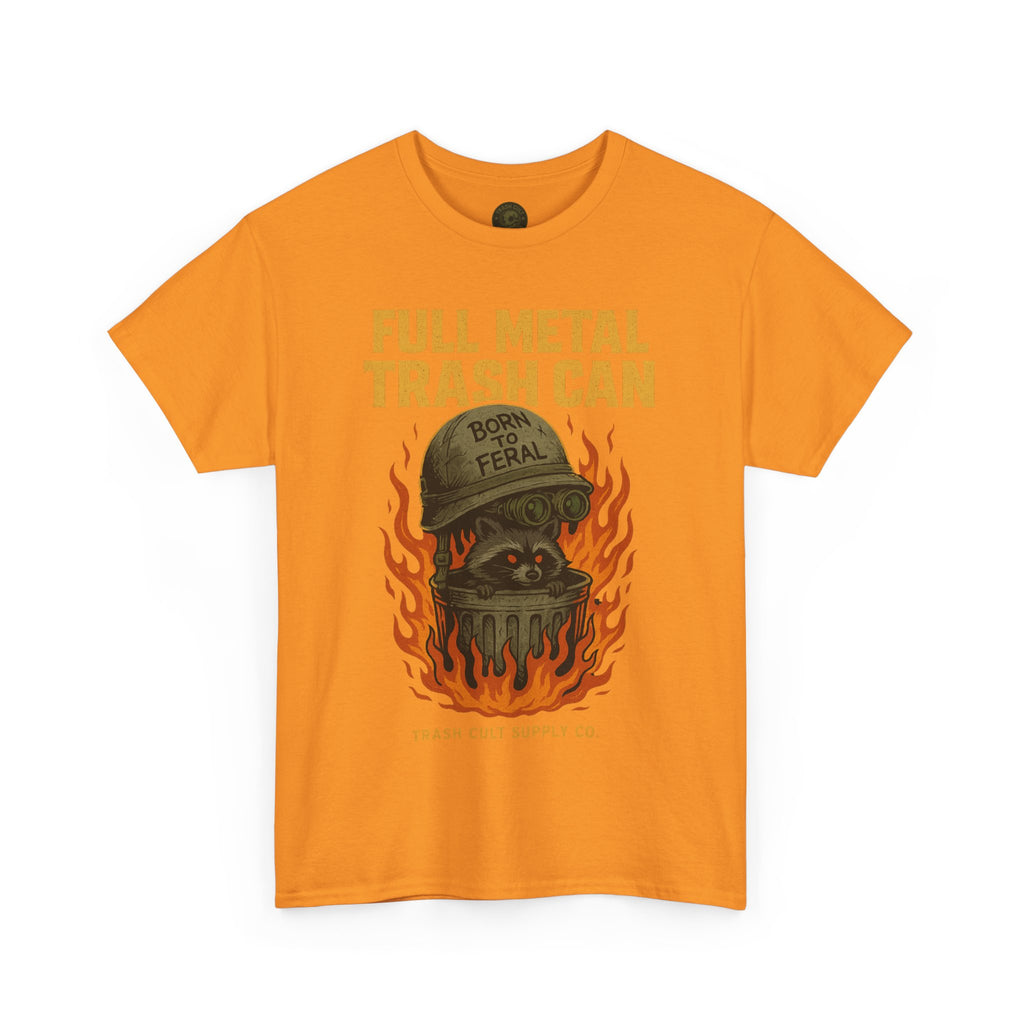 Full Metal Trash Can T-Shirt – Born to Feral Raccoon Graphic | Trash Cult Supply Co. | Gildan 5000 Tee