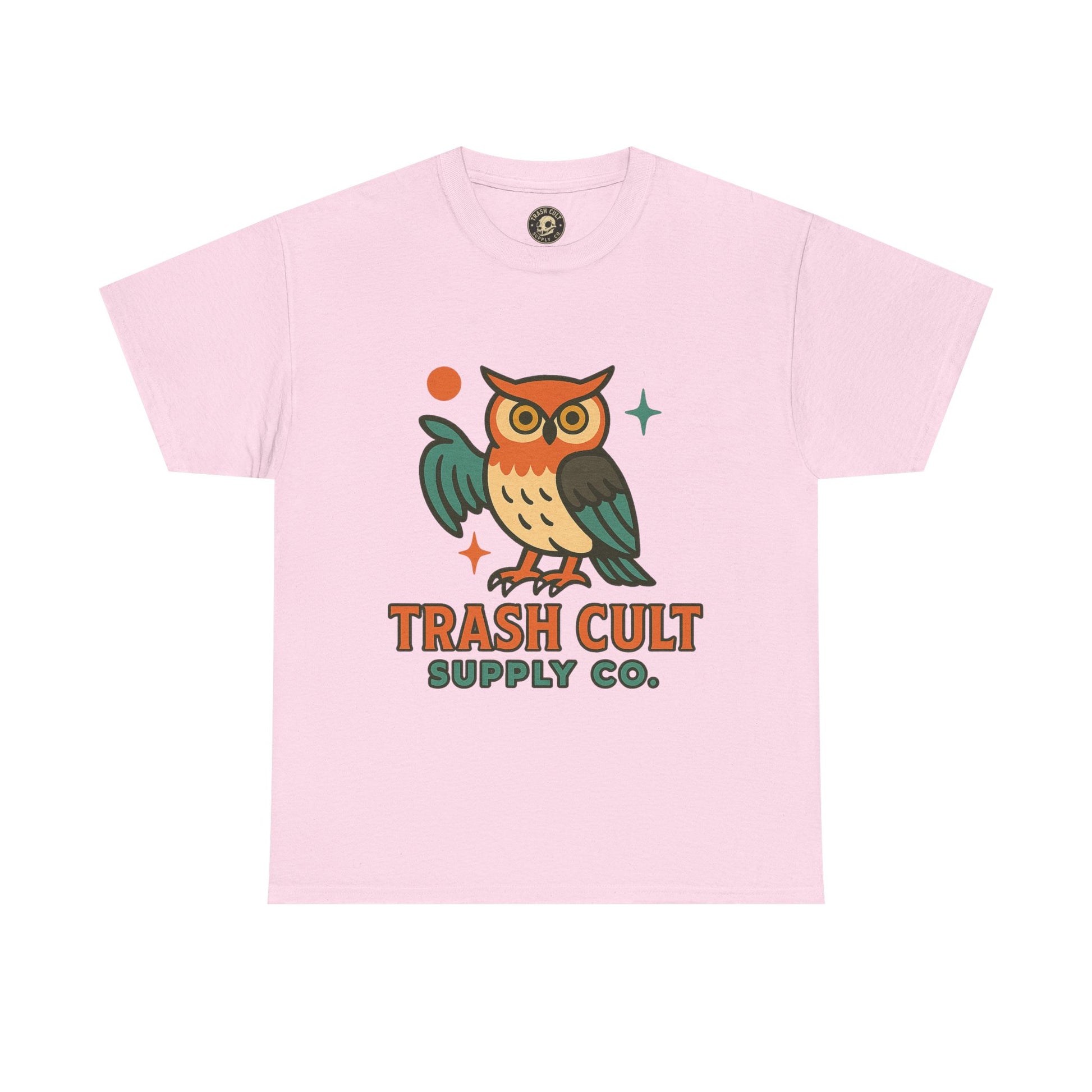 Vintage Owl Graphic Tee, Unisex Heavy Cotton Tee, Trash Cult Shirt, Nature Lover Gift, Eco-Friendly Apparel