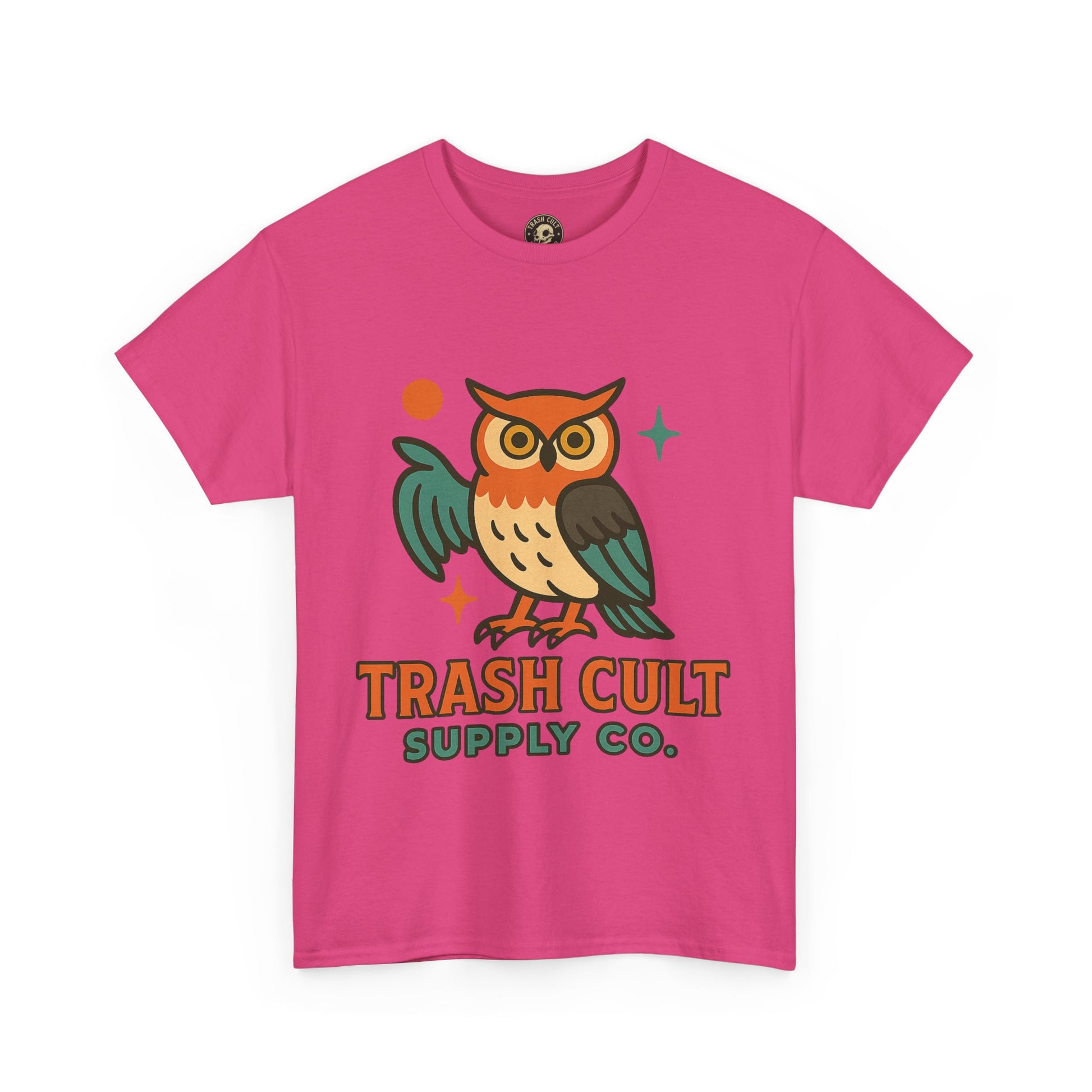 Vintage Owl Graphic Tee, Unisex Heavy Cotton Tee, Trash Cult Shirt, Nature Lover Gift, Eco-Friendly Apparel