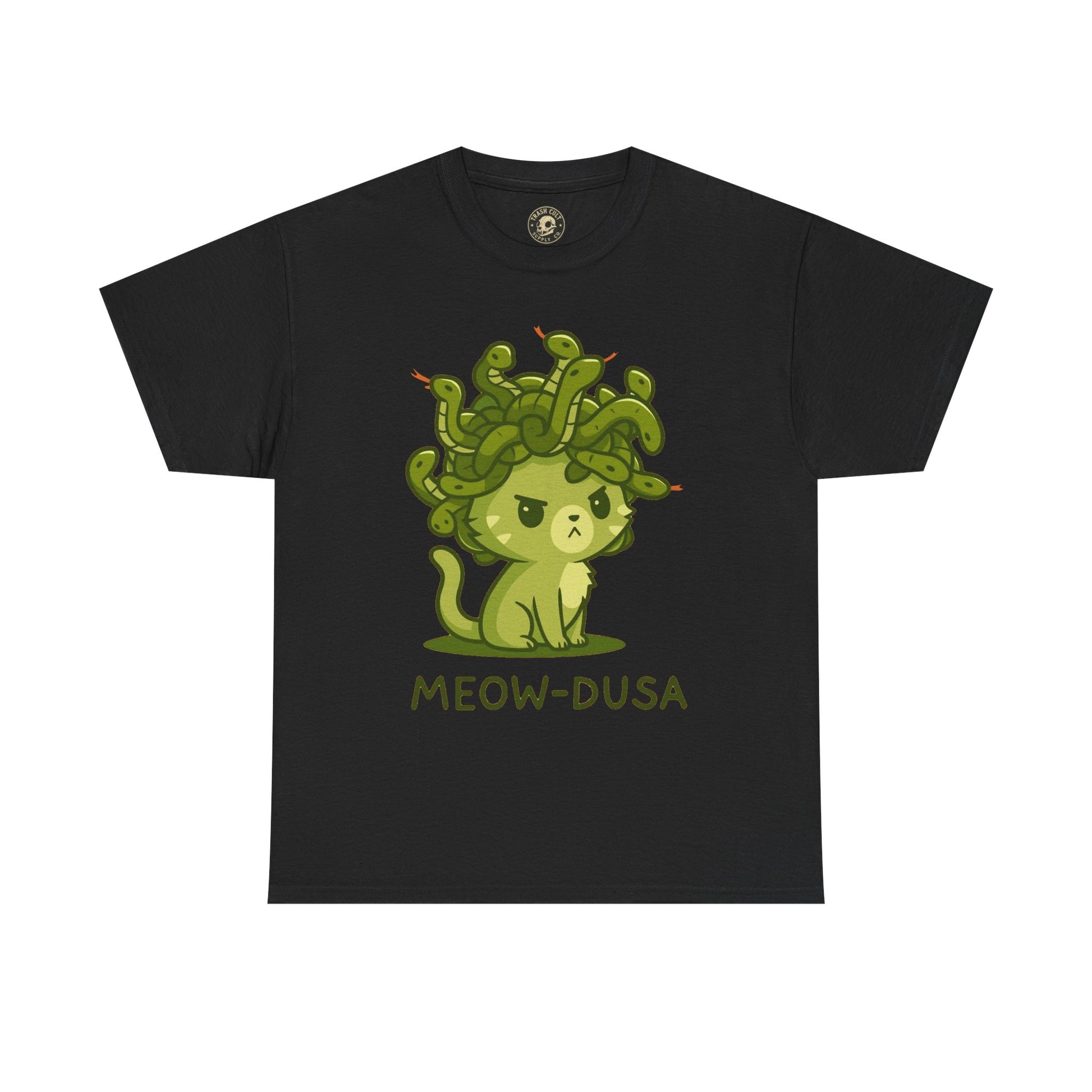 Meow-dusa Funny Cat Medusa T-Shirt – Gildan 5000 Heavy Cotton Tee