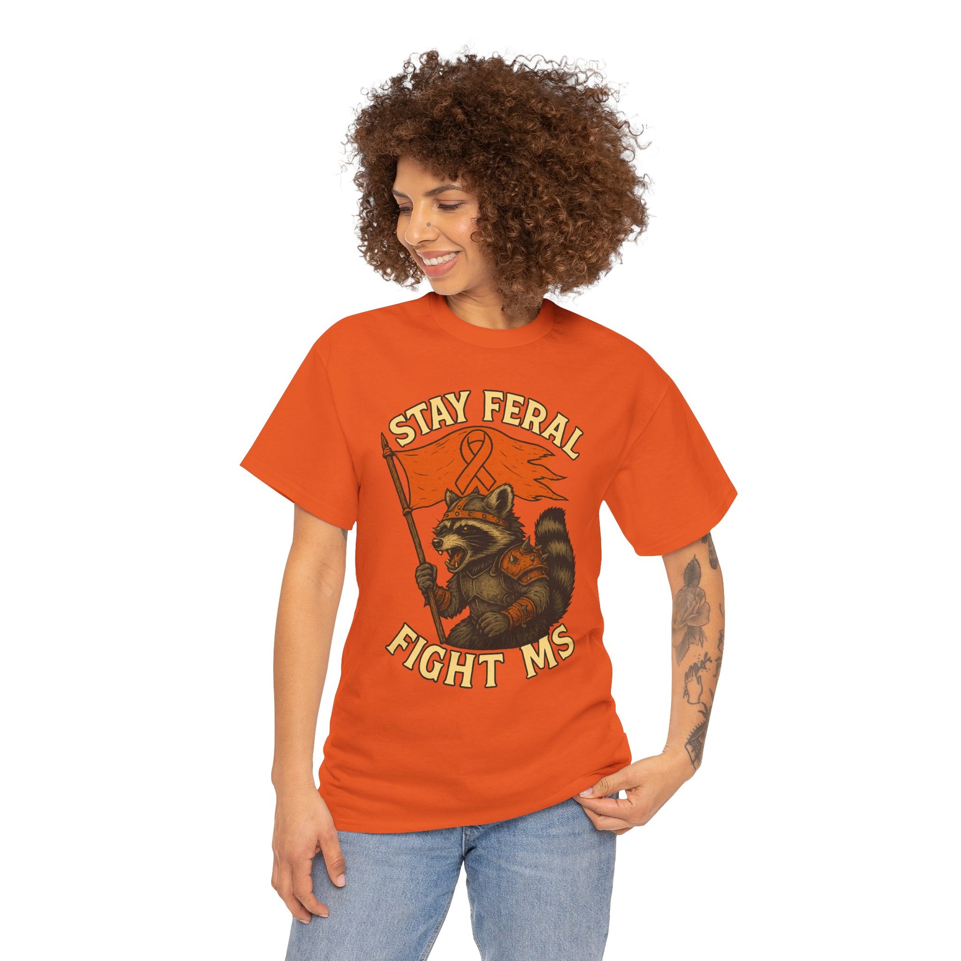 Stay Feral Fight MS Raccoon warrior shirt