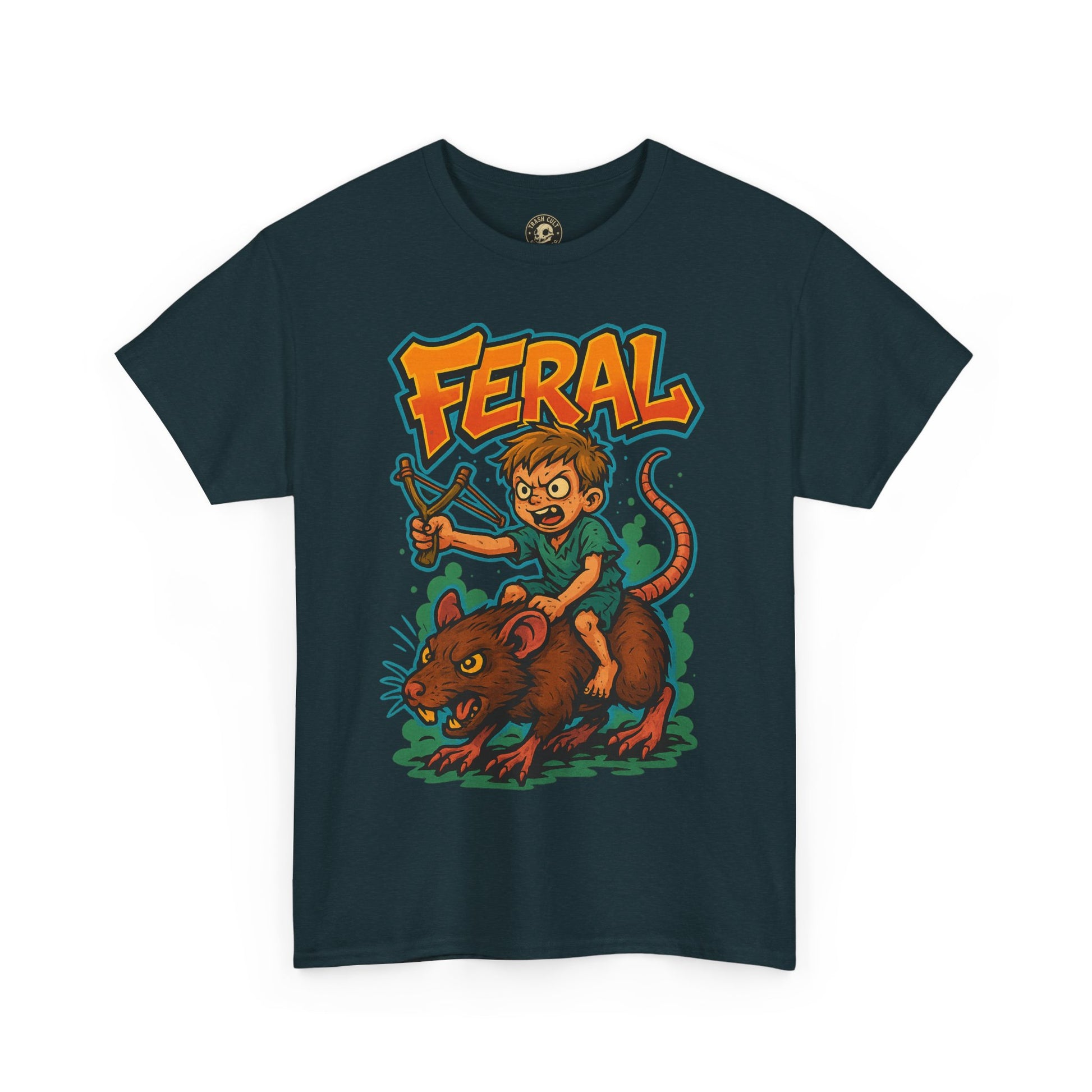 FERAL Graffiti Rat Rider T-Shirt – Bold New School Streetwear | Gildan 5000 Chaos Graphic Tee