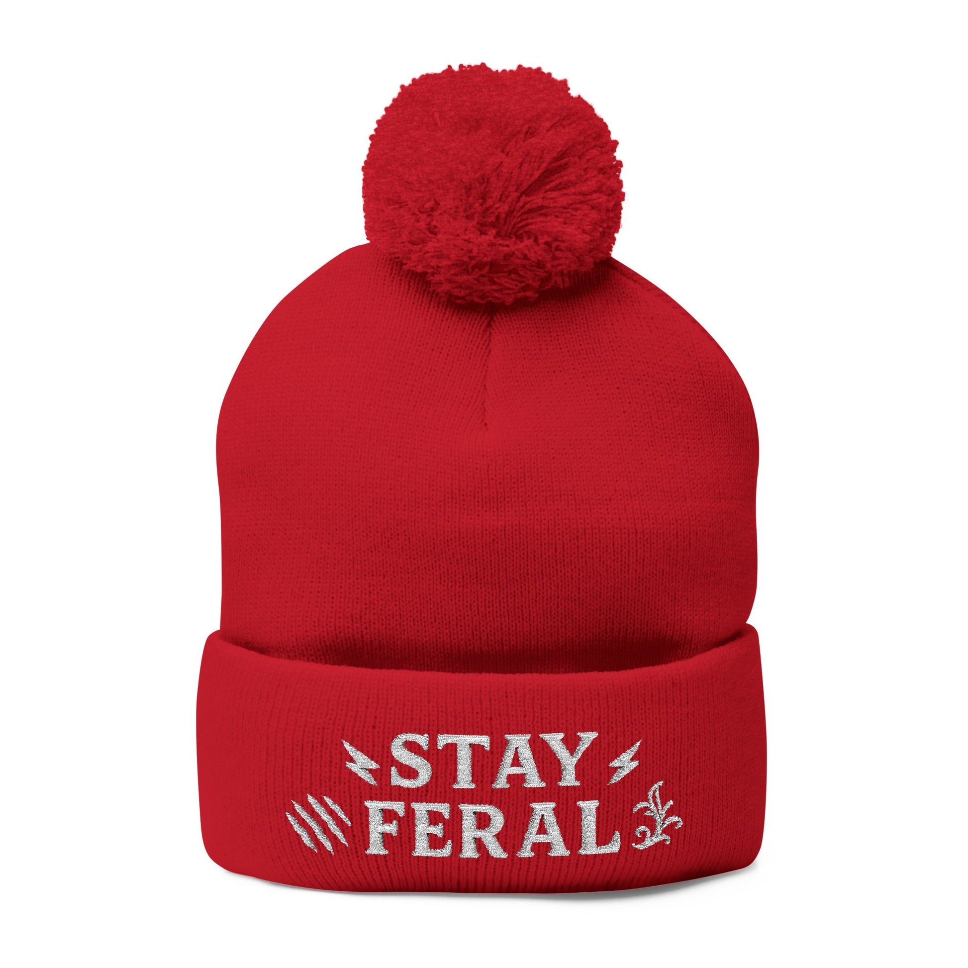 Stay Feral Pom-Pom Knit Cap, Cozy Winter Beanie, Embroidered Hats for Adventurers, Gift for Outdoorsy Friends, Stylish Cold Weather [...]