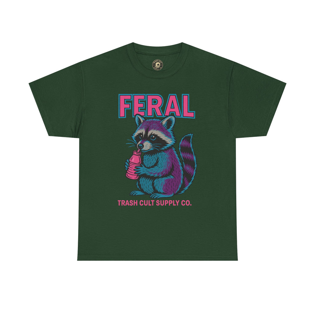 FERAL Raccoon 80s Retro Shirt – Trash Cult Supply Co. – Gildan 5000 Tee