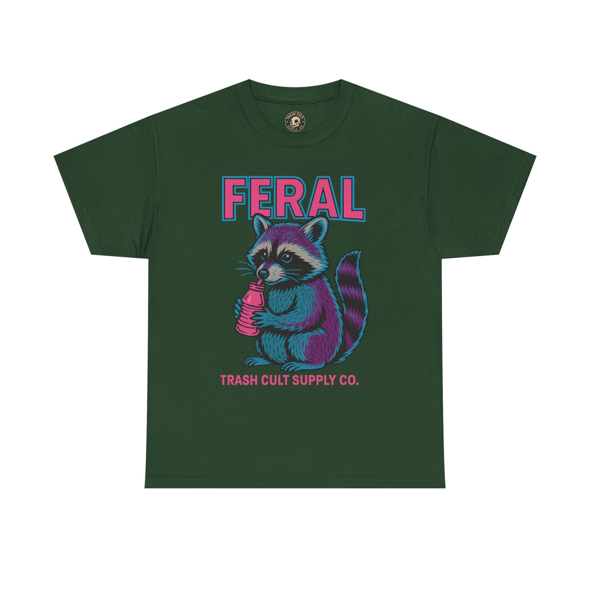 FERAL Raccoon 80s Retro Shirt – Trash Cult Supply Co. – Gildan 5000 Tee