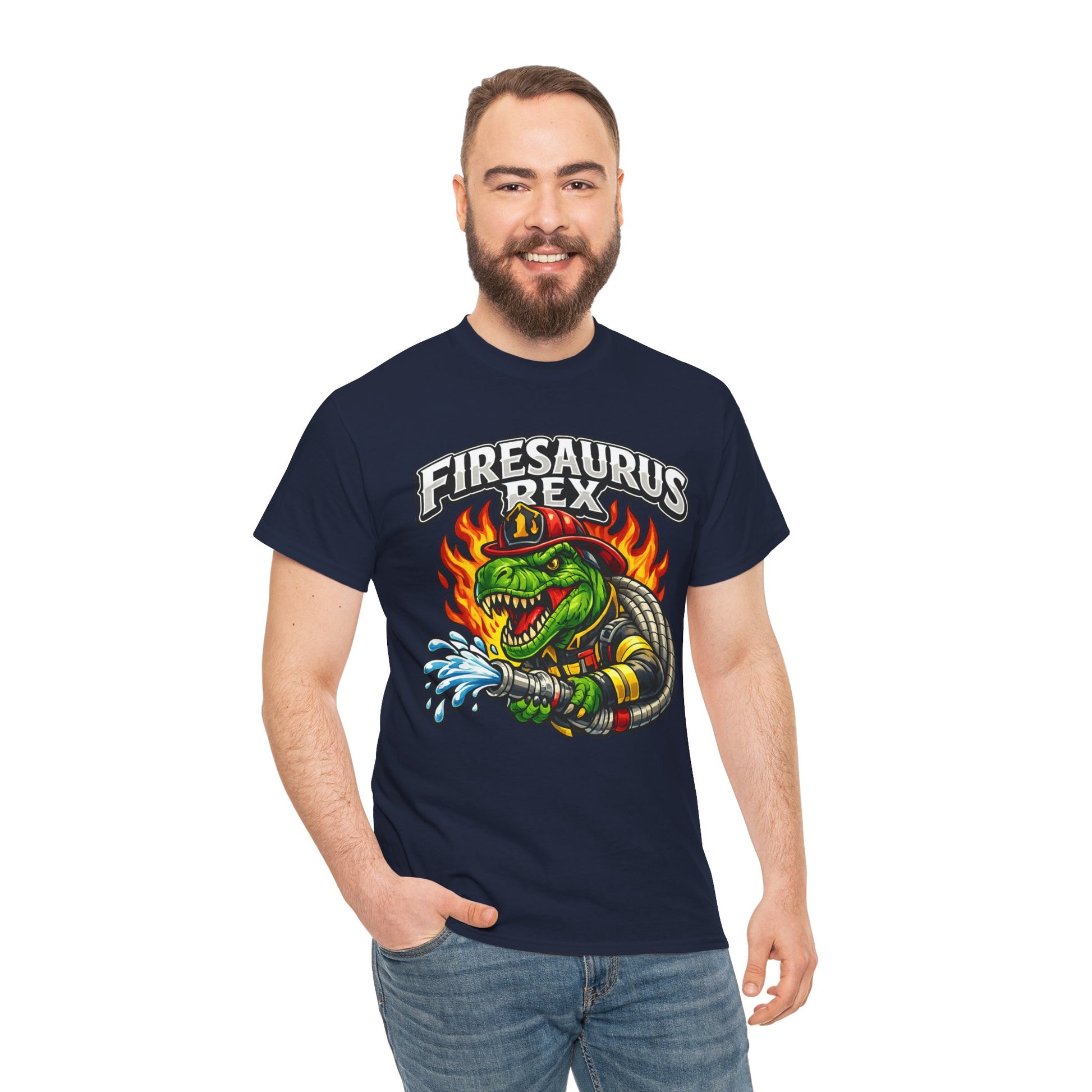Firesaurus Rex T-Shirt — Funny Firefighter Dinosaur Tee