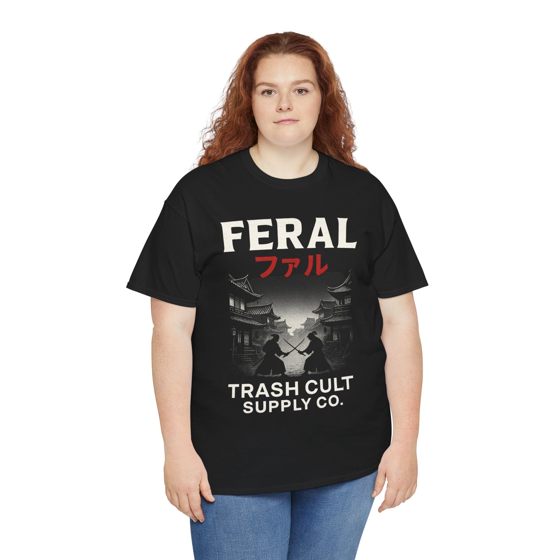 FERAL Samurai Shirt – Japanese Village & Warrior Graphic | Trash Cult Supply Co | Gildan 5000 Tee