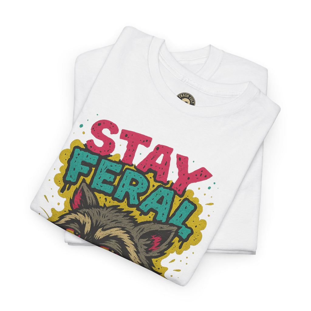 Stay Feral Raccoon Lowbrow Tee – Trash Cult Supply Co. | Gildan 5000