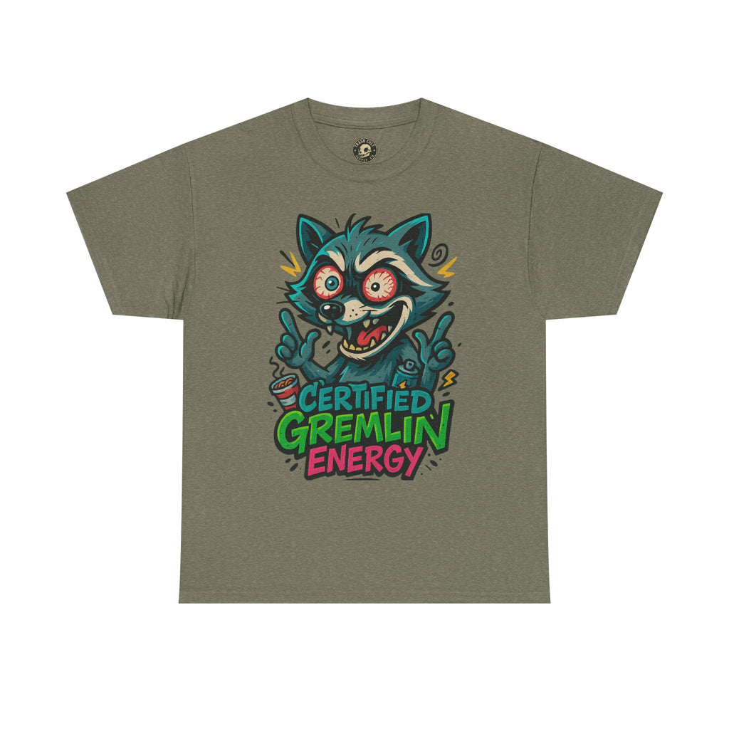 Certified Gremlin Energy Tee – ADHD Raccoon Shirt, Funny Unisex T-Shirt, Graffiti Style Gift for Goblins & Night Owls