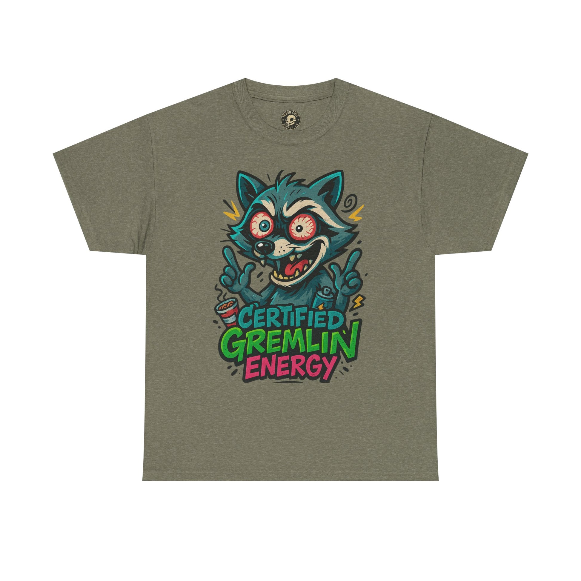 Certified Gremlin Energy Tee – ADHD Raccoon Shirt, Funny Unisex T-Shirt, Graffiti Style Gift for Goblins & Night Owls
