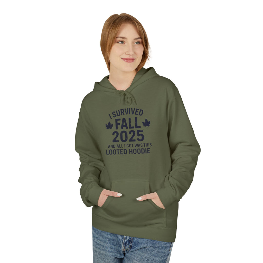 I Survived Fall 2025 Hoodie – Looted Hoodie Meme Sweatshirt – Fall of Humanity Collection – Trash Cult Supply Co.