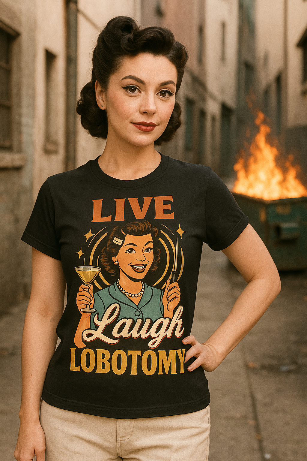 Live Laugh Lobotomy Vintage Tee – Funny Unisex Heavy Cotton Shirt for Retro Chaos Lovers