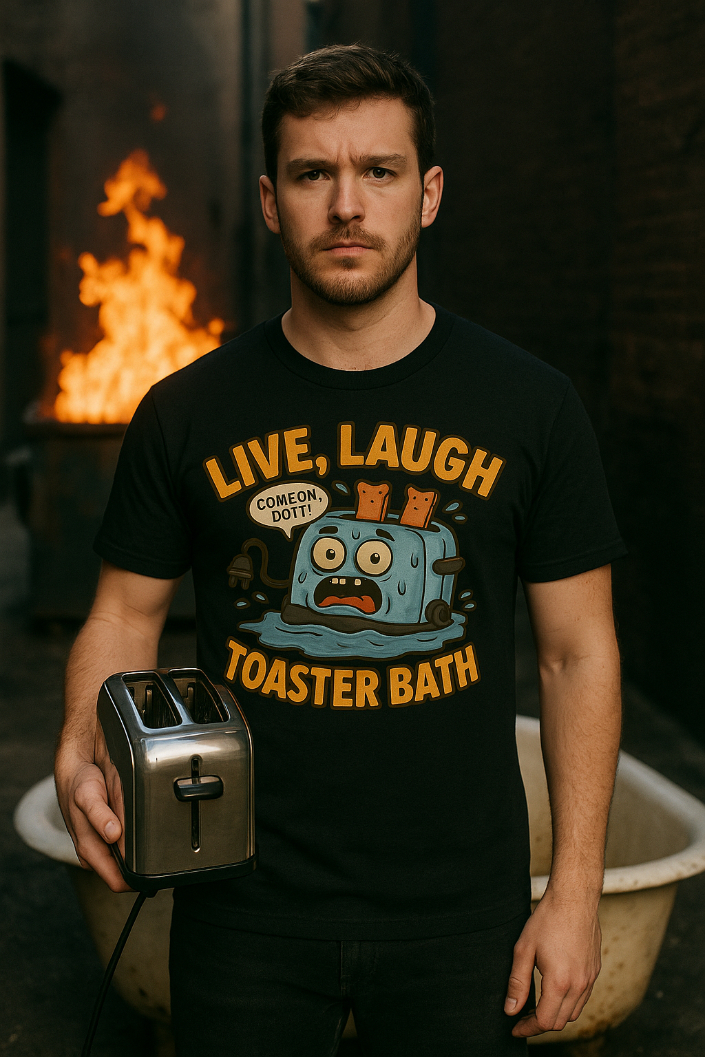 Funny Toaster Bath Tee, Humorous Unisex Shirt, Gift for Friends, Lightweight Cotton Tee, Birthday Party Outfit
